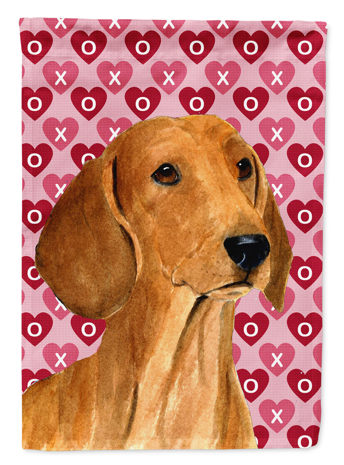 Dachshund Hearts Love Valentine's Day Flag Canvas House Size  the-store.com.