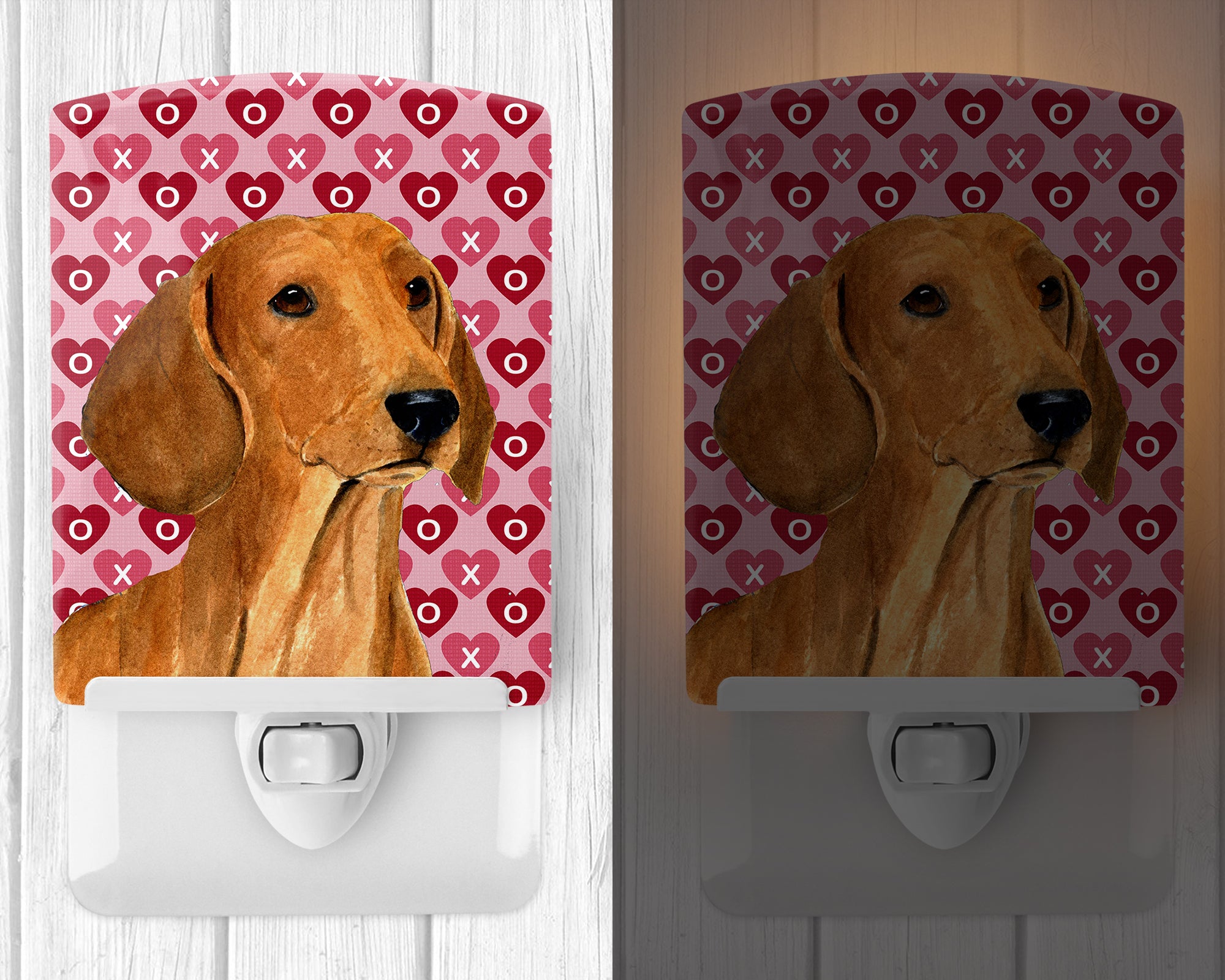 Dachshund Hearts Love and Valentine's Day Portrait Ceramic Night Light SS4487CNL - the-store.com