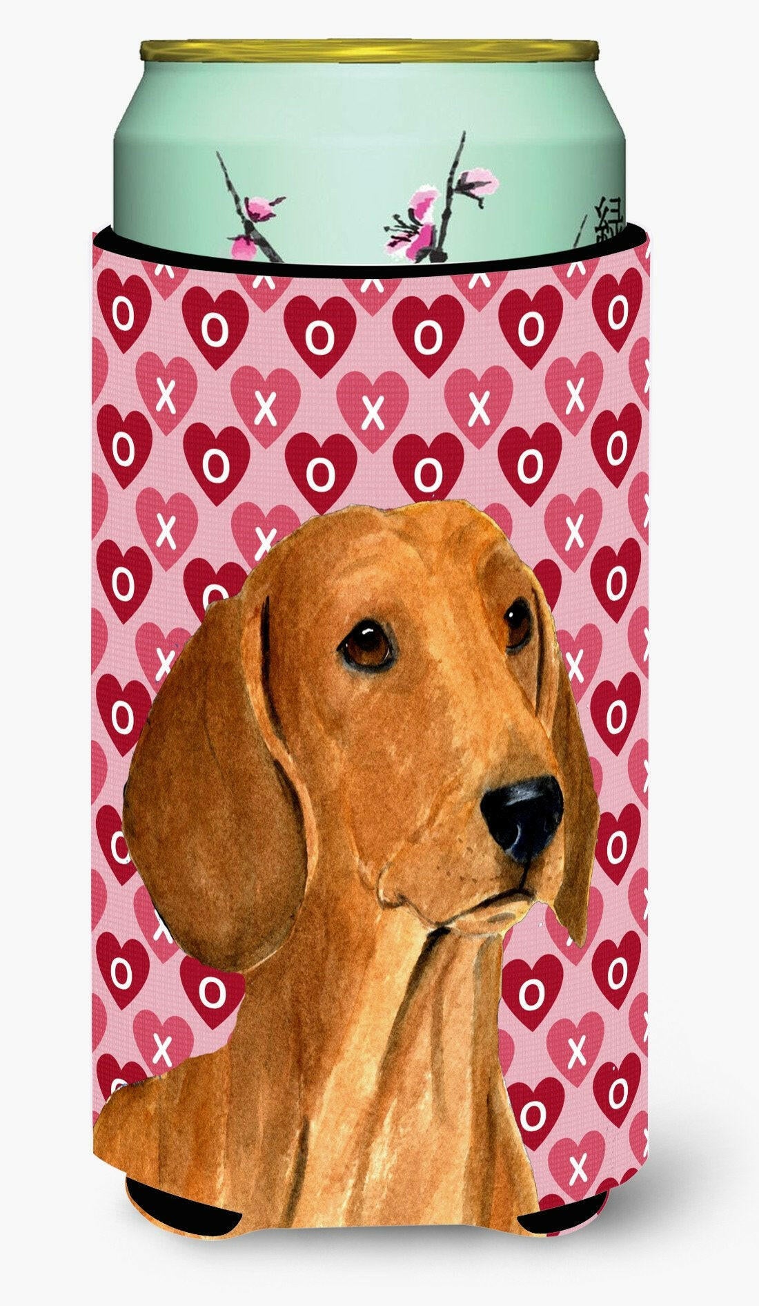 Dachshund Hearts Love and Valentine's Day Portrait  Tall Boy Beverage Insulator Beverage Insulator Hugger by Caroline's Treasures