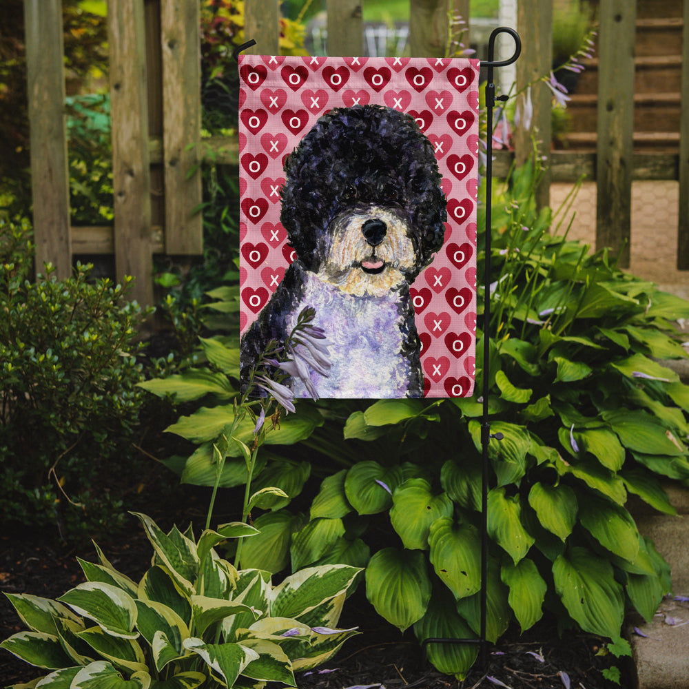 Portuguese Water Dog Hearts Love Valentine's Day Flag Garden Size.