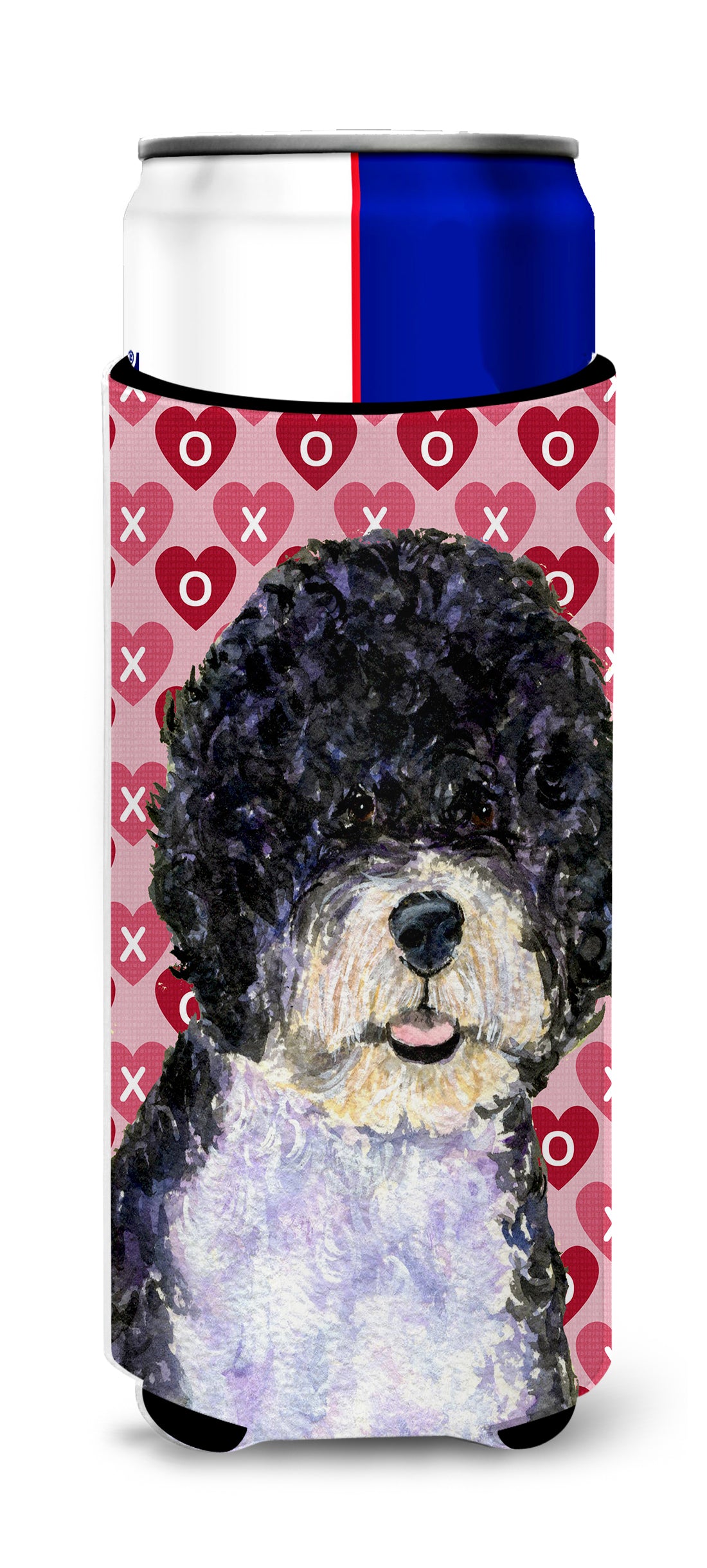 Portuguese Water Dog Hearts Love Valentine's Day Ultra Beverage Insulators for slim cans SS4490MUK.