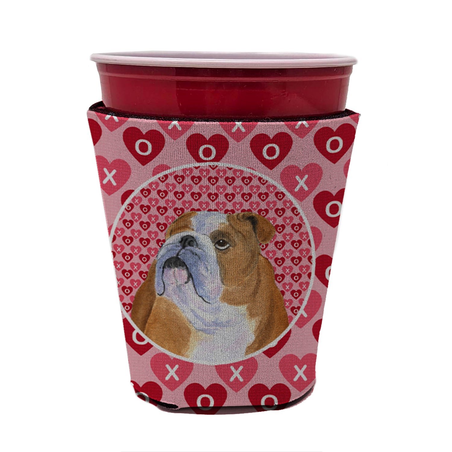 Bulldog English  Red Cup Beverage Insulator Hugger  the-store.com.