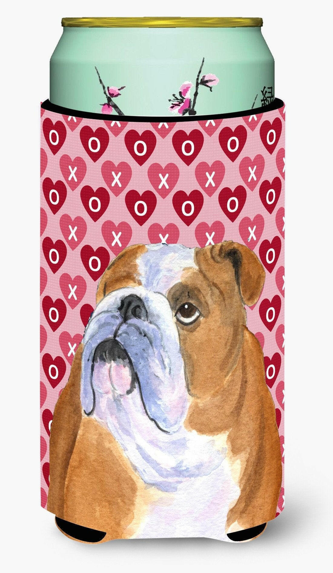 Bulldog English Hearts Love Valentine's Day  Tall Boy Beverage Insulator Beverage Insulator Hugger by Caroline's Treasures