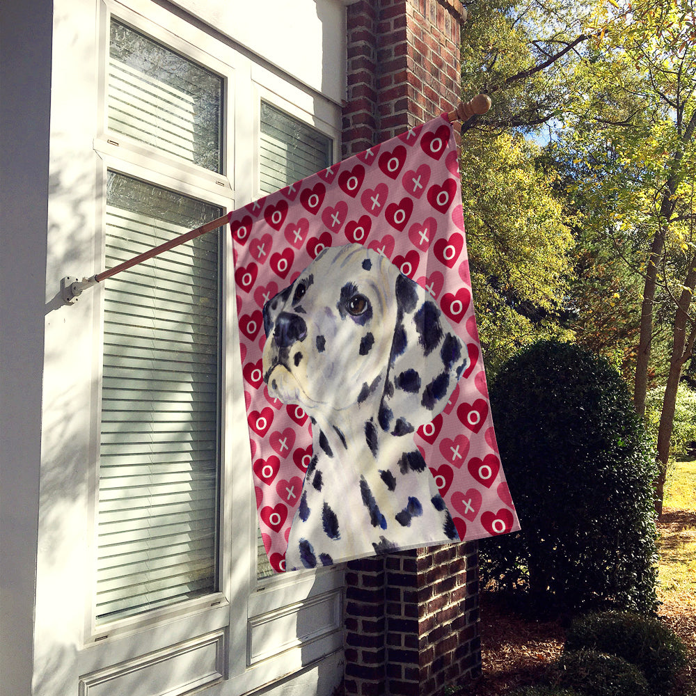 Dalmatian Hearts Love and Valentine's Day Portrait Flag Canvas House Size  the-store.com.