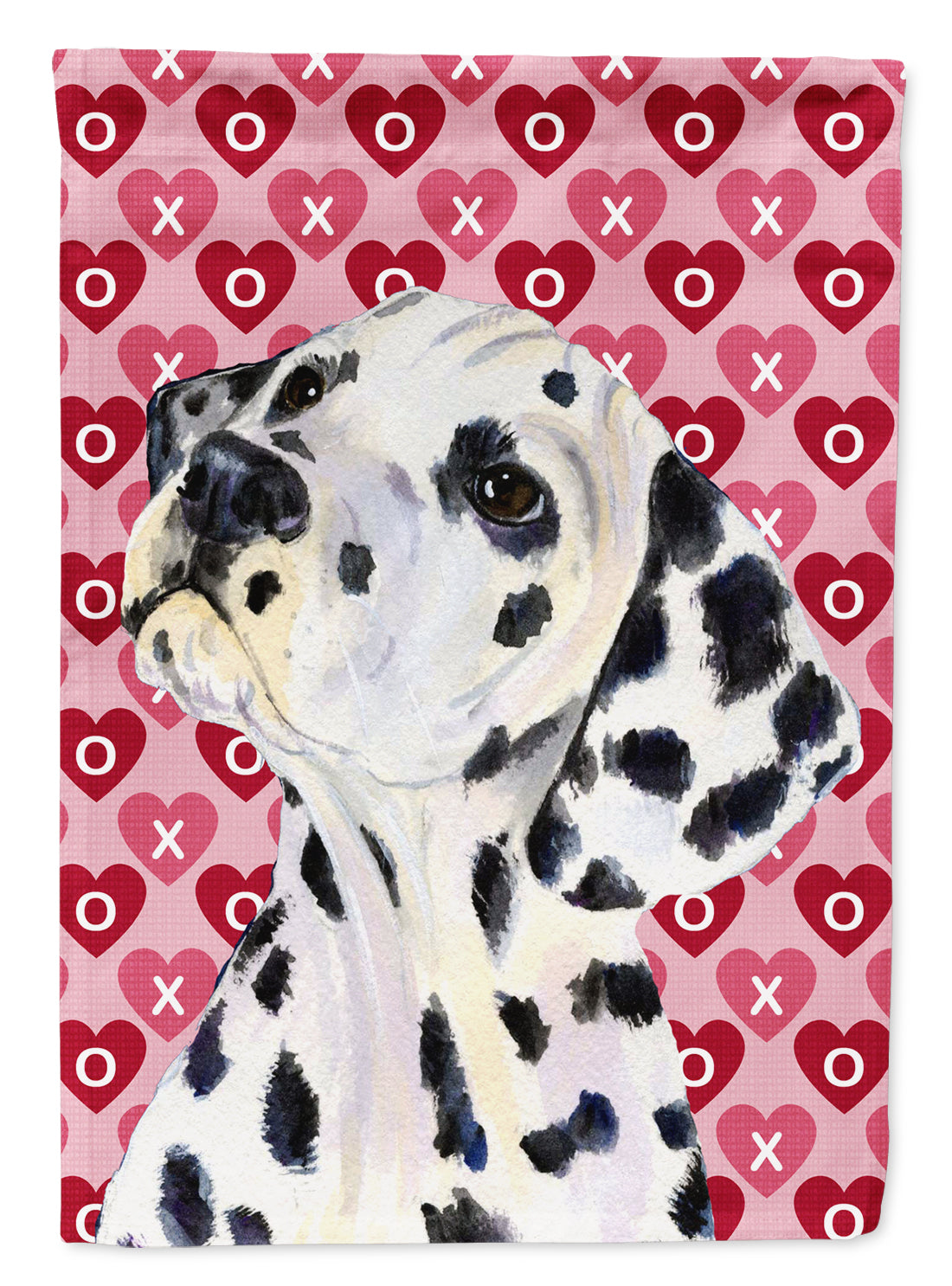 Dalmatian Hearts Love and Valentine's Day Portrait Flag Canvas House Size  the-store.com.