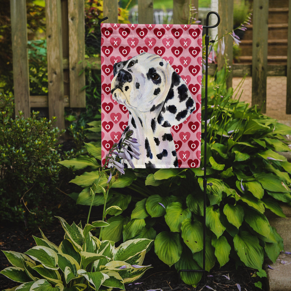 Dalmatian Hearts Love and Valentine's Day Portrait Flag Garden Size.