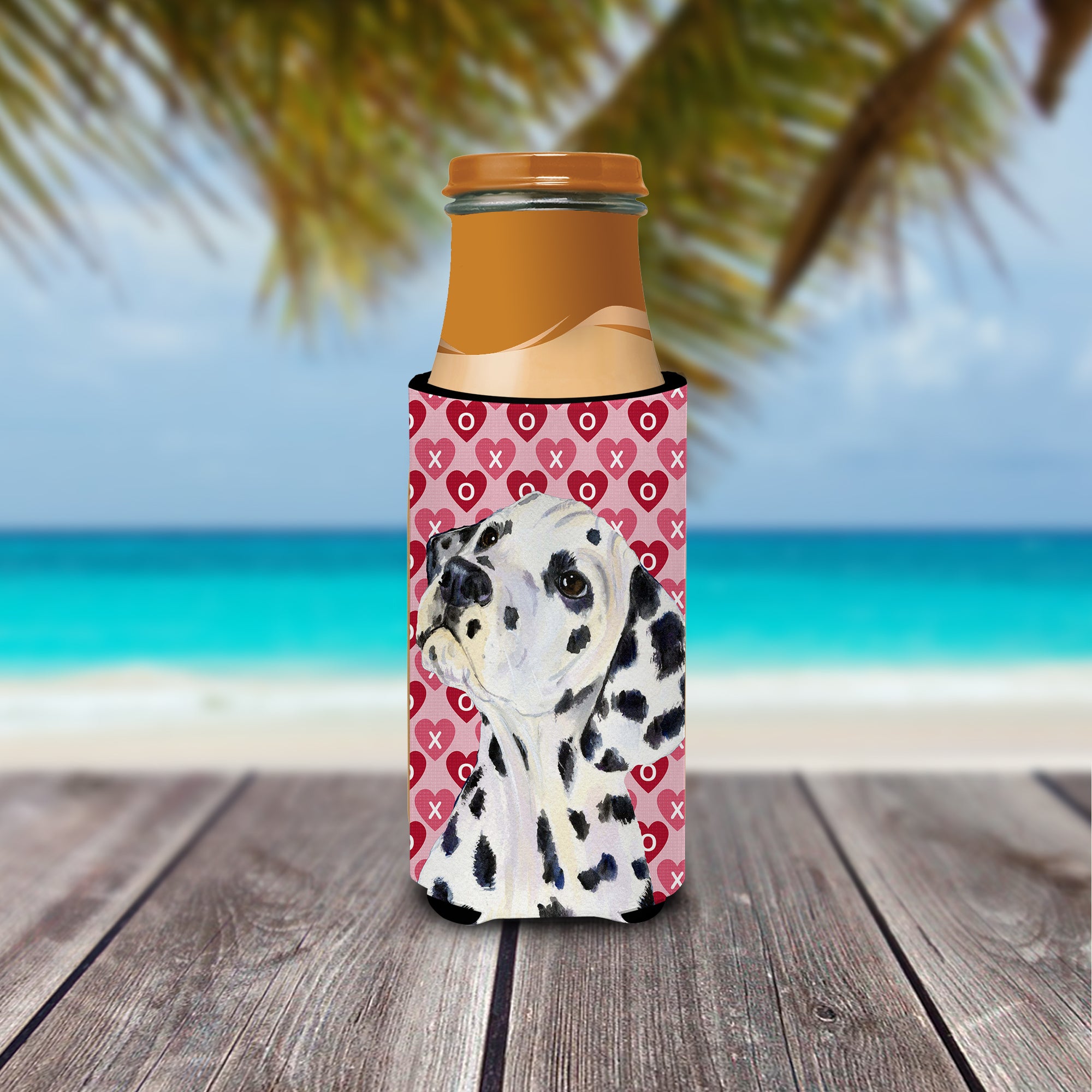 Dalmatian Hearts Love and Valentine's Day Portrait Ultra Beverage Insulators for slim cans SS4492MUK.