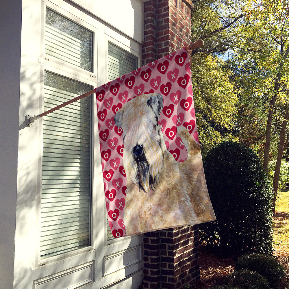 Wheaten Terrier Soft Coated Hearts Love Valentine's Day Flag Canvas House Size  the-store.com.