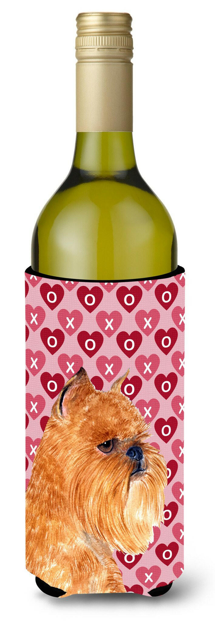 Brussels Griffon Hearts Love and Valentine's Day  Wine Bottle Beverage Insulator Beverage Insulator Hugger by Caroline's Treasures