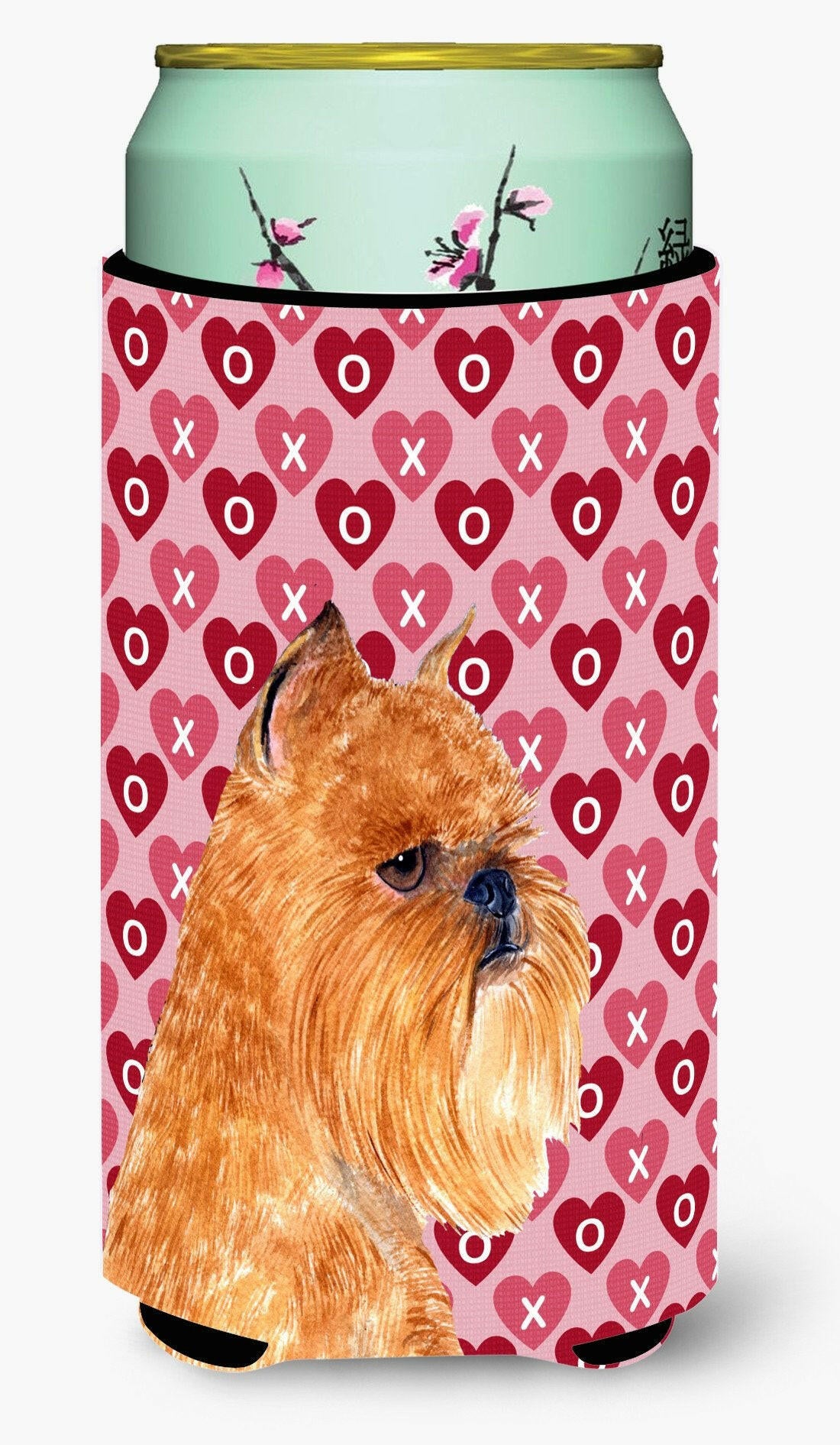 Brussels Griffon Hearts Love Valentine's Day Portrait  Tall Boy Beverage Insulator Beverage Insulator Hugger by Caroline's Treasures