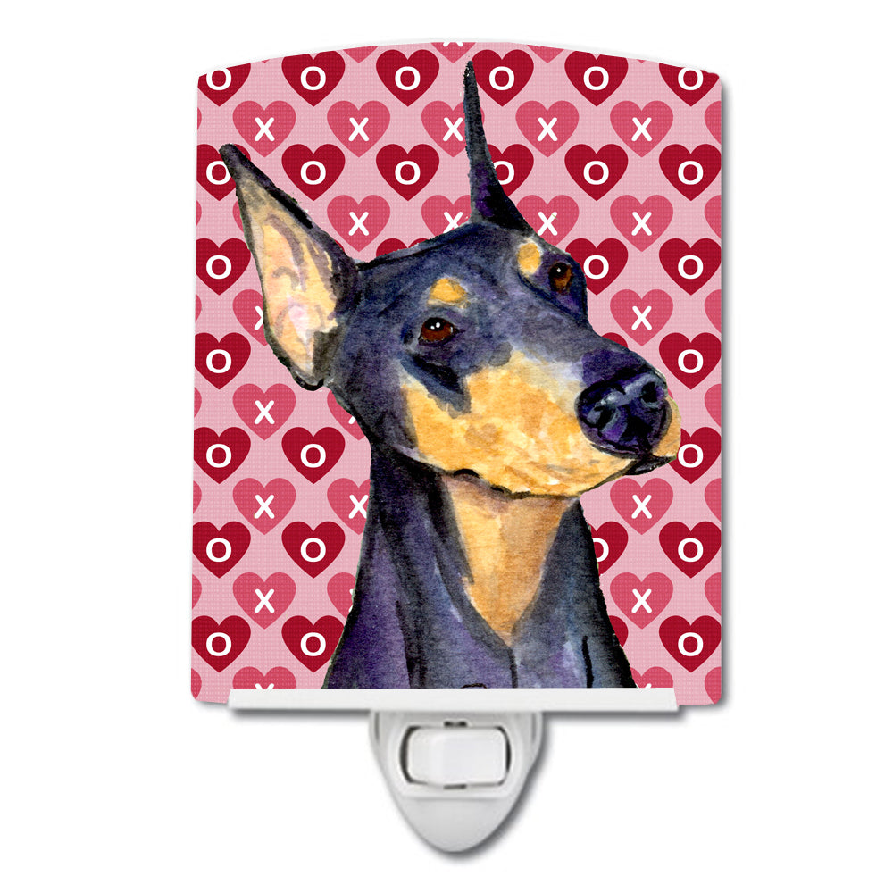 Doberman Hearts Love and Valentine's Day Portrait Ceramic Night Light SS4495CNL - the-store.com