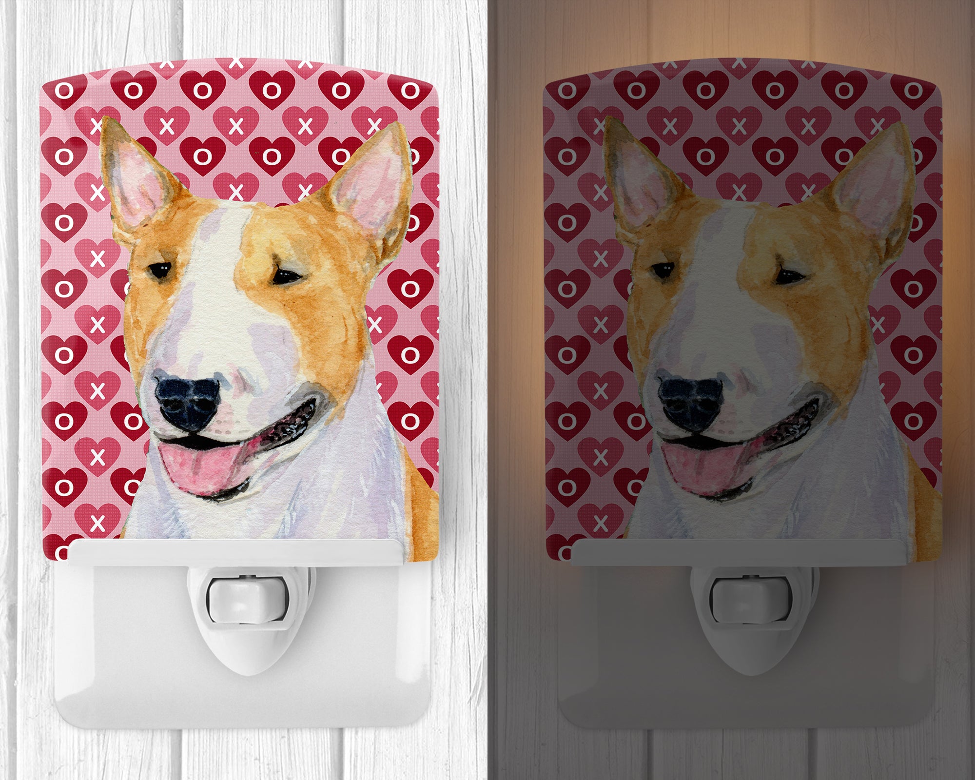 Bull Terrier Hearts Love and Valentine's Day Portrait Ceramic Night Light SS4496CNL - the-store.com