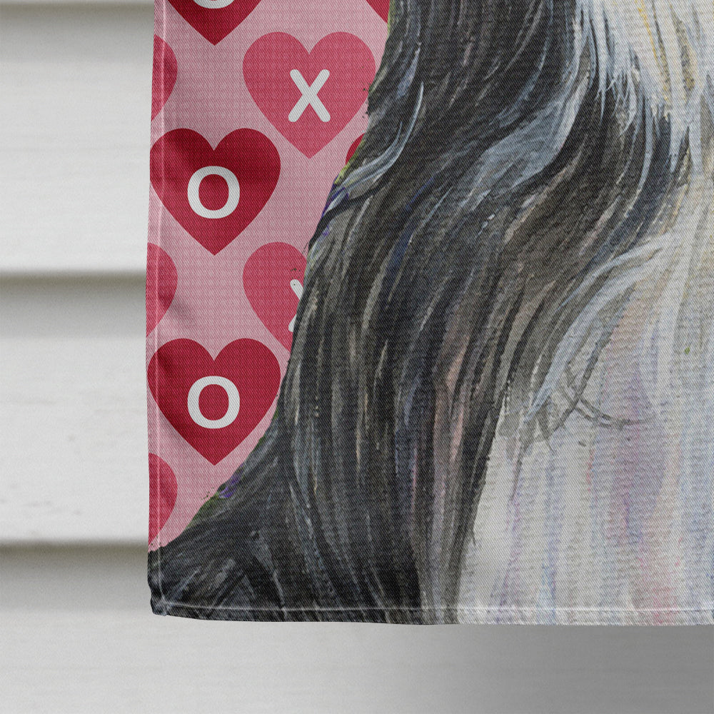 Bearded Collie Hearts Love and Valentine's Day Portrait Flag Canvas House Size  the-store.com.