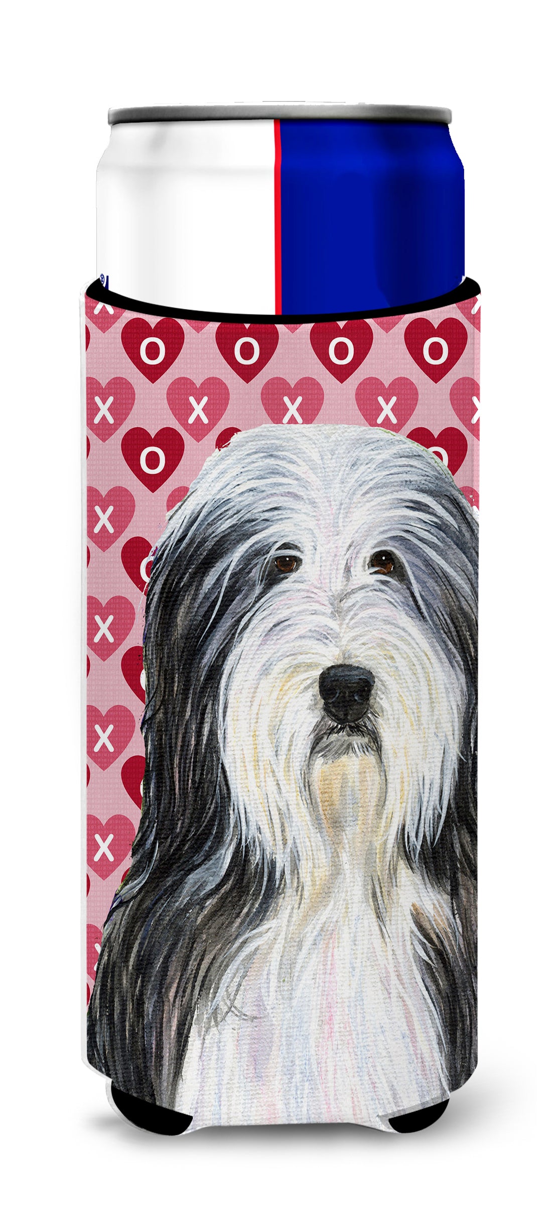 Bearded Collie Hearts Love and Valentine's Day Portrait Ultra Beverage Insulators for slim cans SS4497MUK.