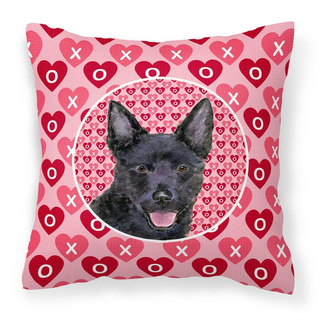 Australian Kelpie Hearts Love Valentine's Day Fabric Decorative Pillow SS4498PW1414 by Caroline's Treasures