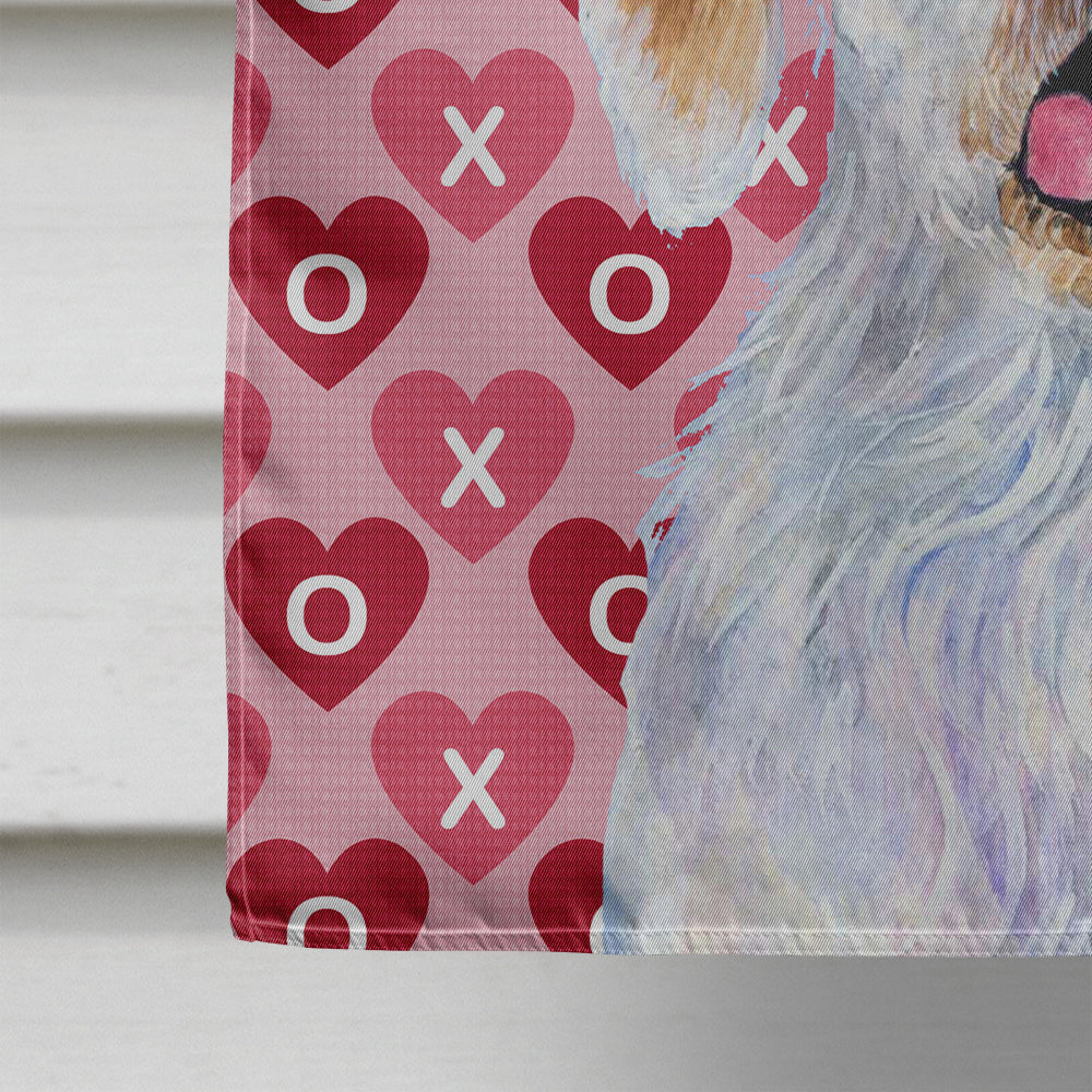 Clumber Spaniel Hearts Love and Valentine's Day Portrait Flag Canvas House Size  the-store.com.