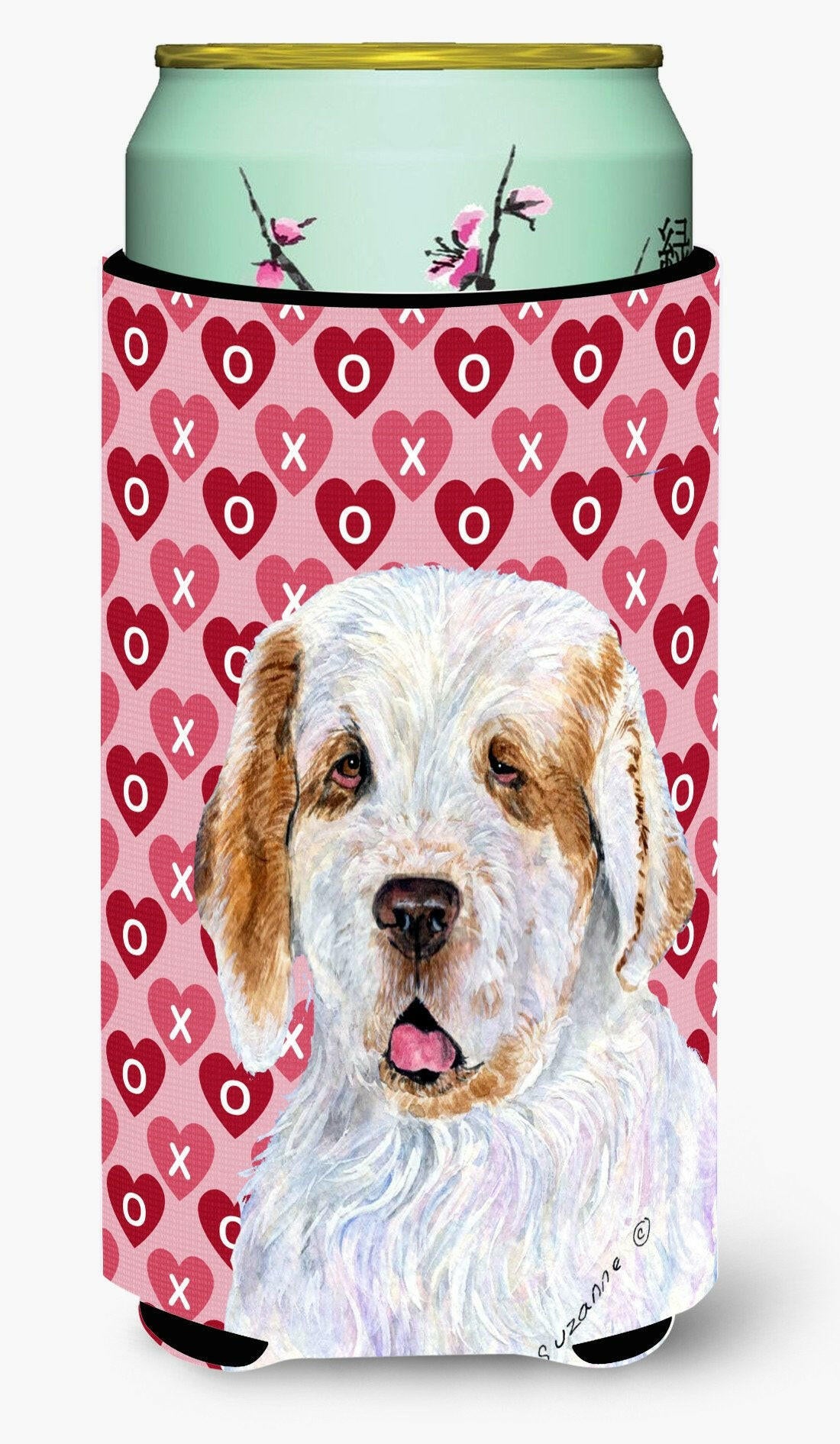 Clumber Spaniel Hearts Love and Valentine&#39;s Day   Tall Boy Beverage Insulator Beverage Insulator Hugger by Caroline&#39;s Treasures