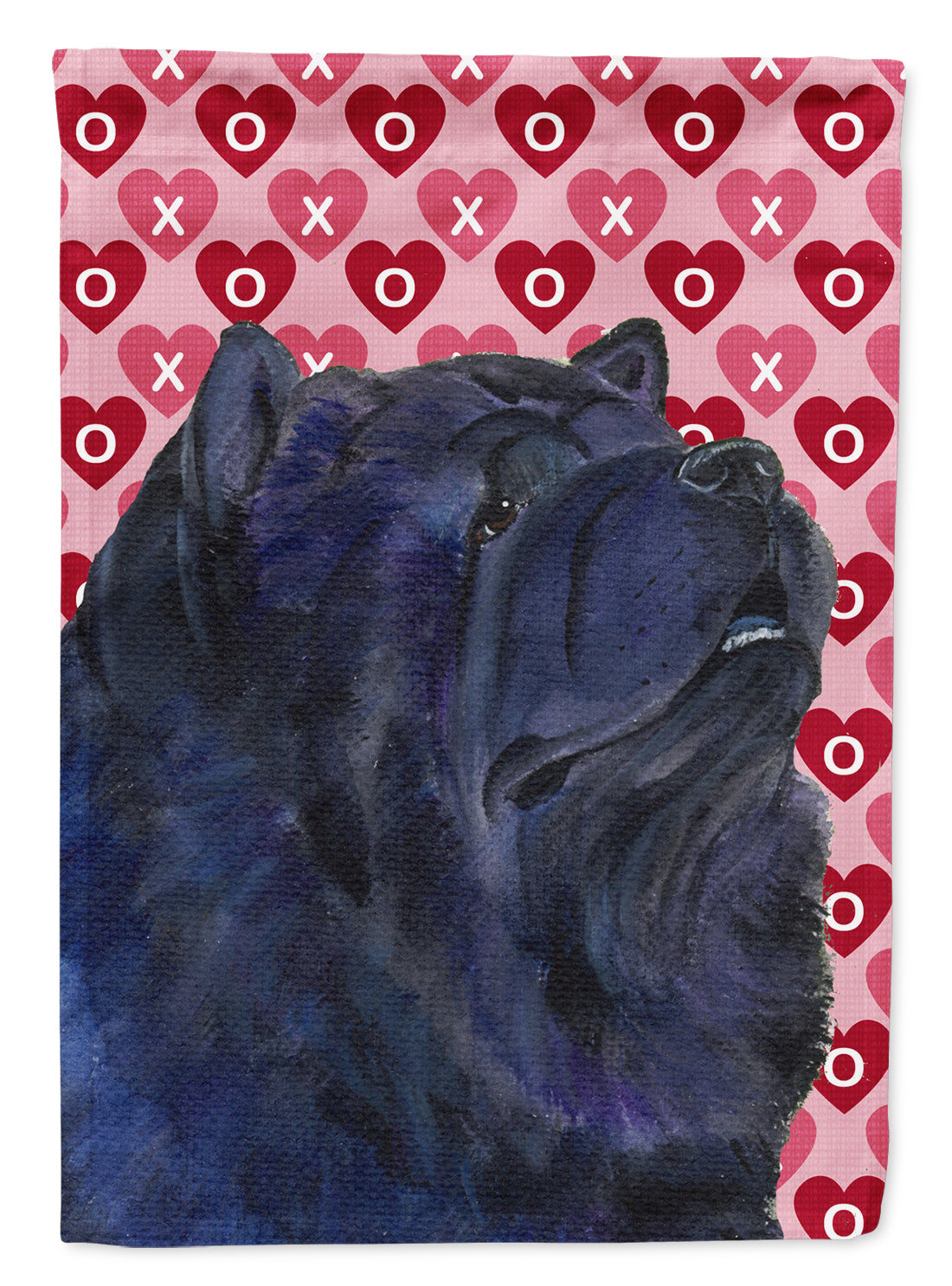 Chow Chow Hearts Love and Valentine&#39;s Day Portrait Flag Garden Size.