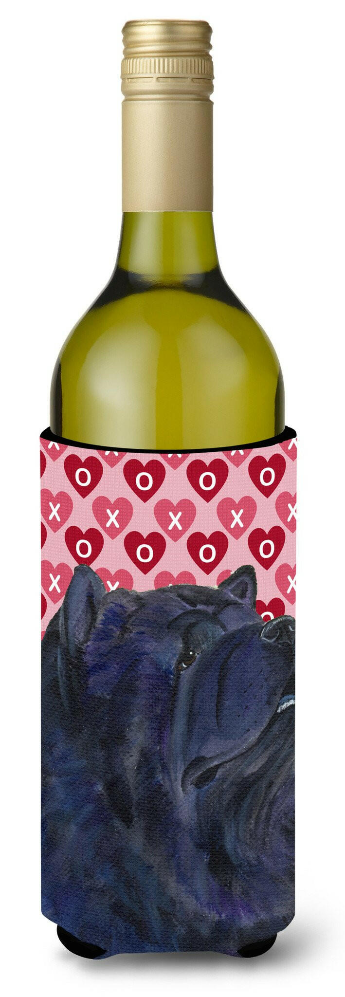 Chow Chow Hearts Love and Valentine's Day Portrait Wine Bottle Beverage Insulator Beverage Insulator Hugger by Caroline's Treasures