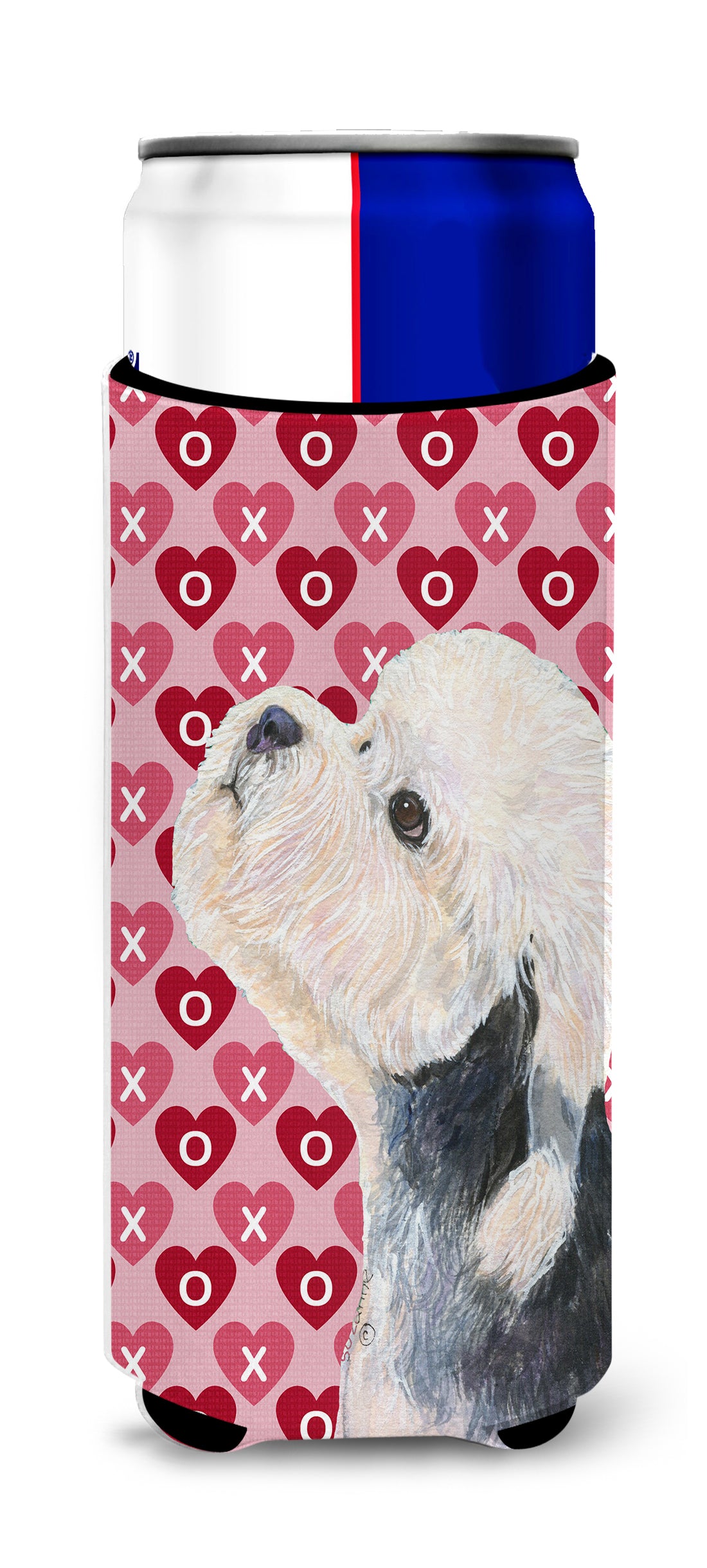 Dandie Dinmont Terrier Hearts Love Valentine's Day Ultra Beverage Insulators for slim cans SS4503MUK.