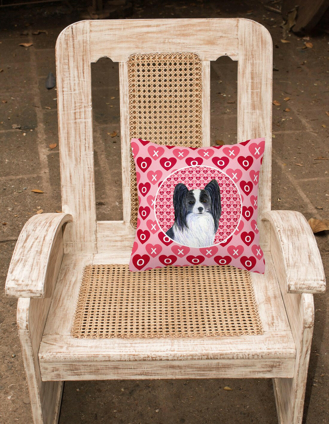 Papillon Hearts Love and Valentine's Day Portrait Fabric Decorative Pillow SS4505PW1414 by Caroline's Treasures