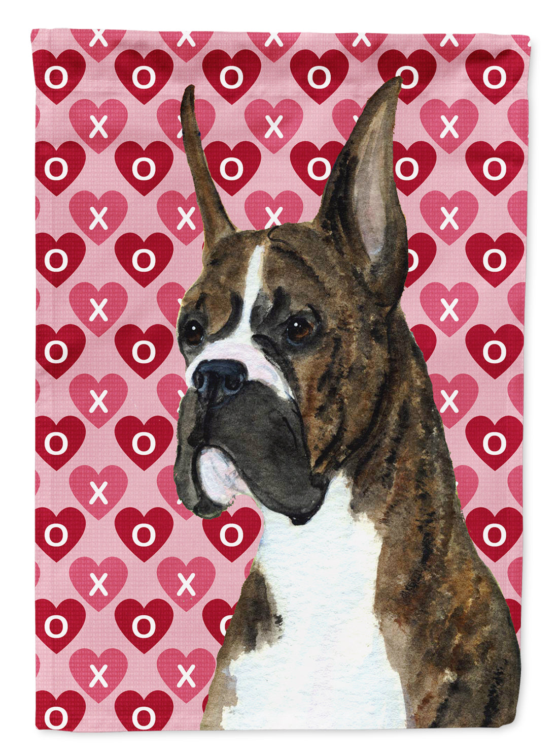 Boxer Hearts Love and Valentine's Day Portrait Flag Canvas House Size  the-store.com.