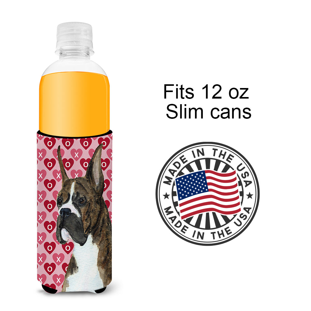 Boxer Hearts Love and Valentine's Day Portrait Ultra Beverage Insulators for slim cans SS4508MUK.