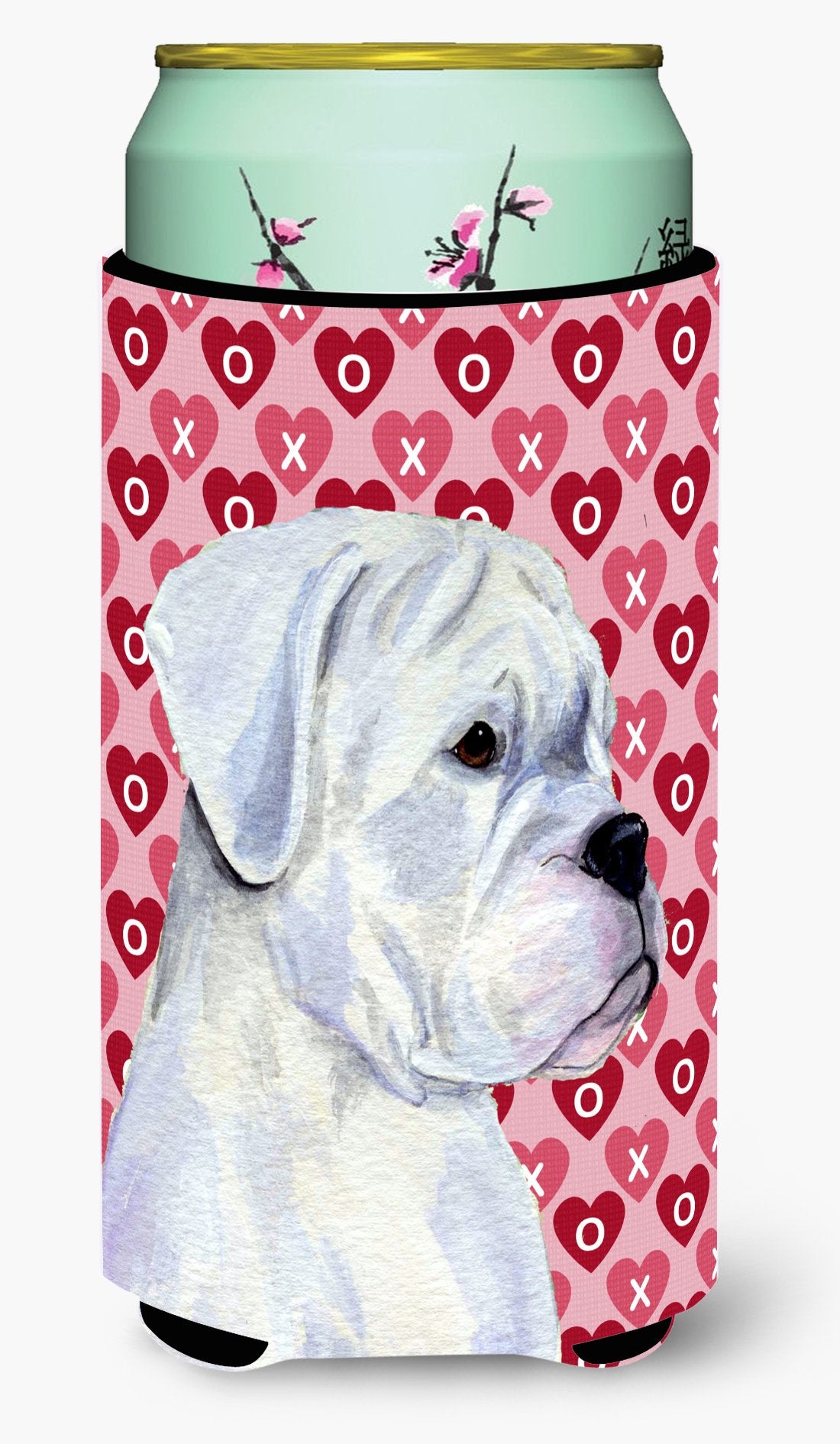 Boxer Hearts Love and Valentine&#39;s Day Portrait Tall Boy Beverage Insulator Beverage Insulator Hugger by Caroline&#39;s Treasures