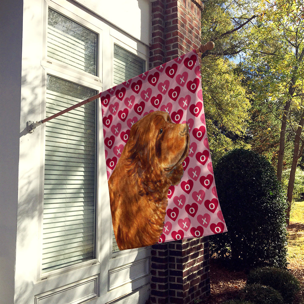 Sussex Spaniel Hearts Love and Valentine's Day Portrait Flag Canvas House Size  the-store.com.