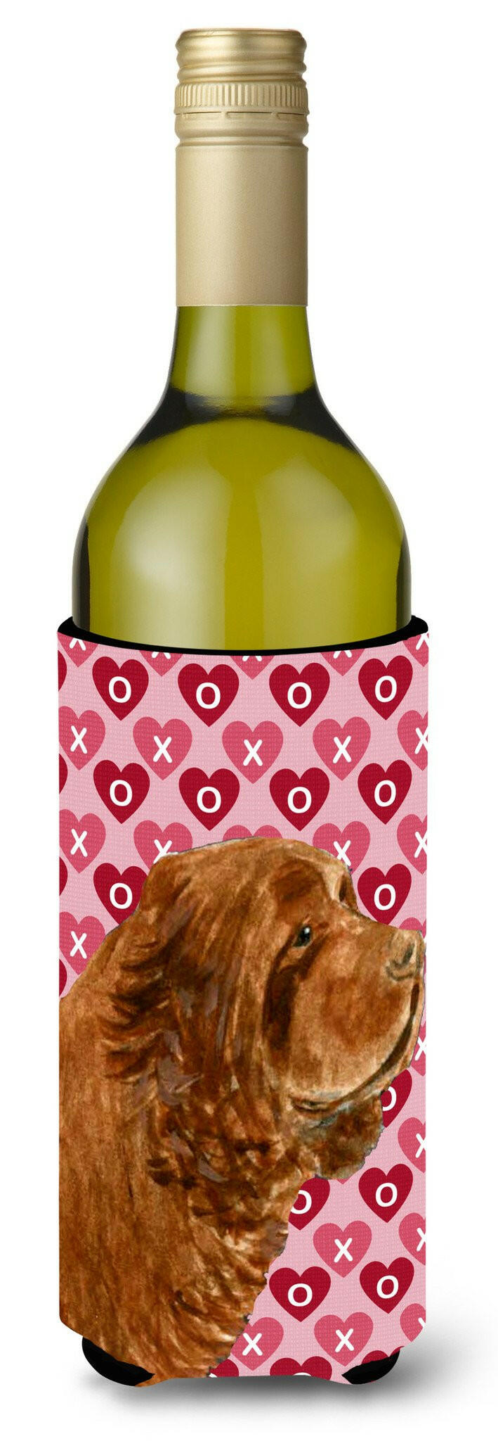 Sussex Spaniel Hearts Love Valentine's Day Wine Bottle Beverage Insulator Beverage Insulator Hugger by Caroline's Treasures