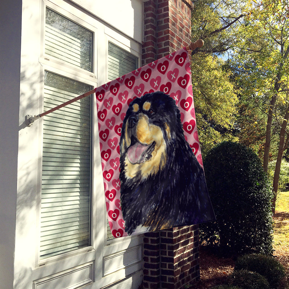 Tibetan Mastiff Hearts Love and Valentine's Day Portrait Flag Canvas House Size  the-store.com.