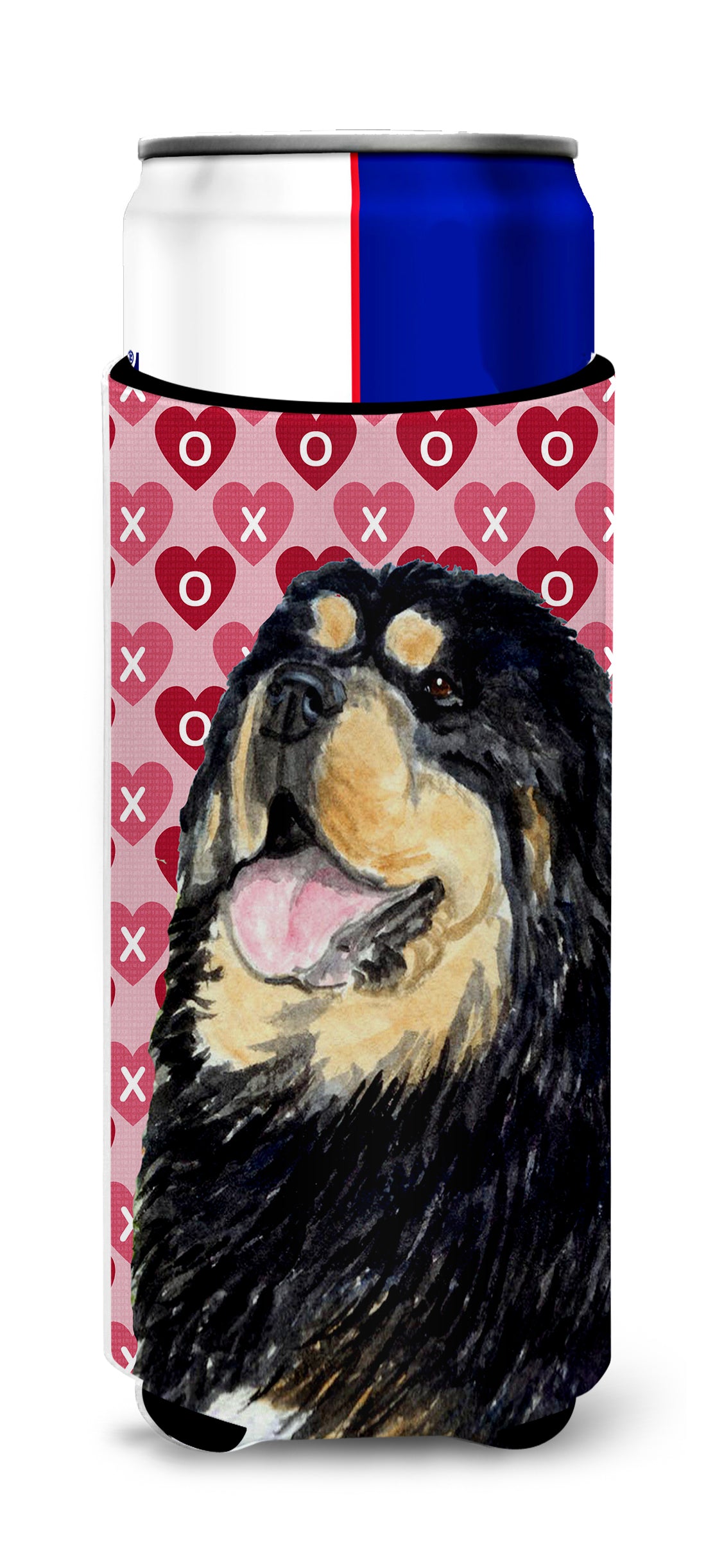 Tibetan Mastiff Hearts Love Valentine&#39;s Day Ultra Beverage Insulators for slim cans SS4512MUK.