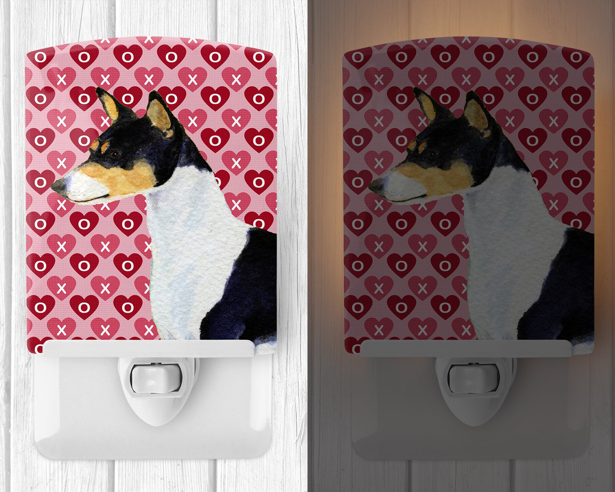 Basenji Hearts Love and Valentine's Day Portrait Ceramic Night Light SS4514CNL - the-store.com