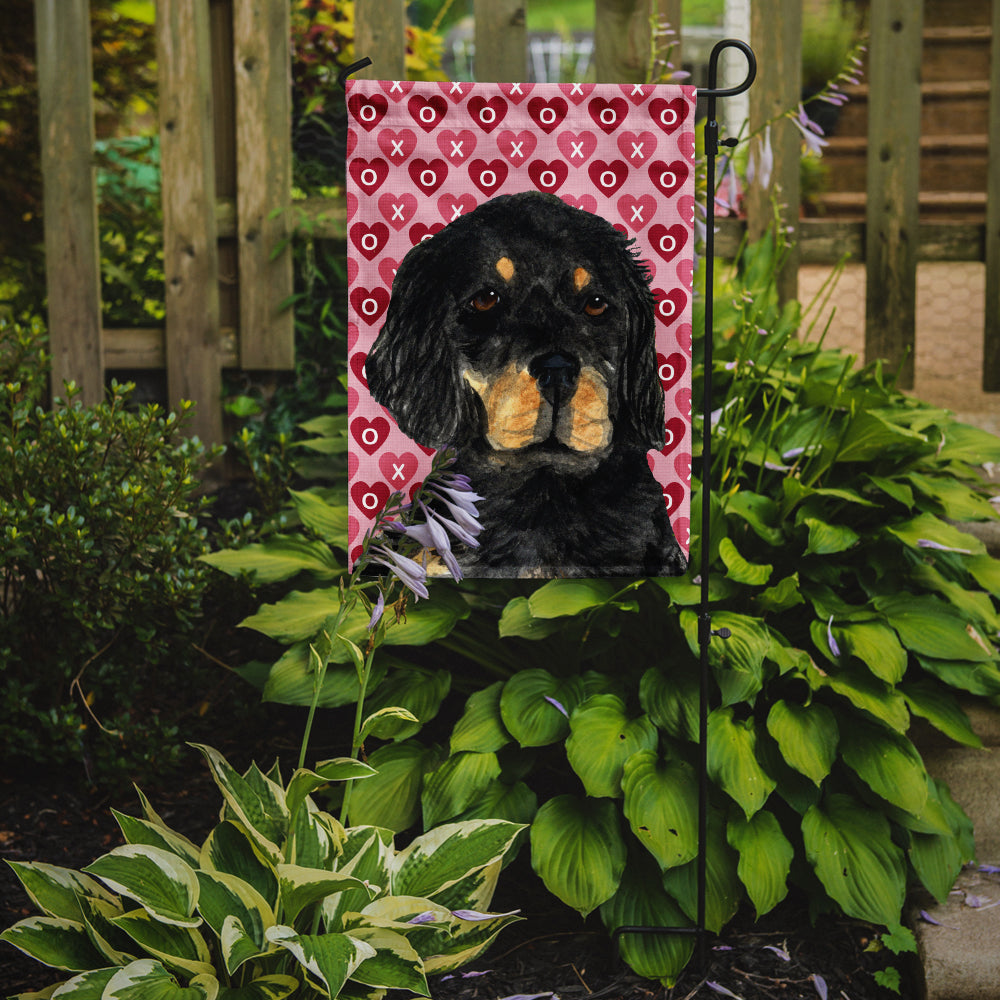 Gordon Setter Hearts Love and Valentine's Day Portrait Flag Garden Size.