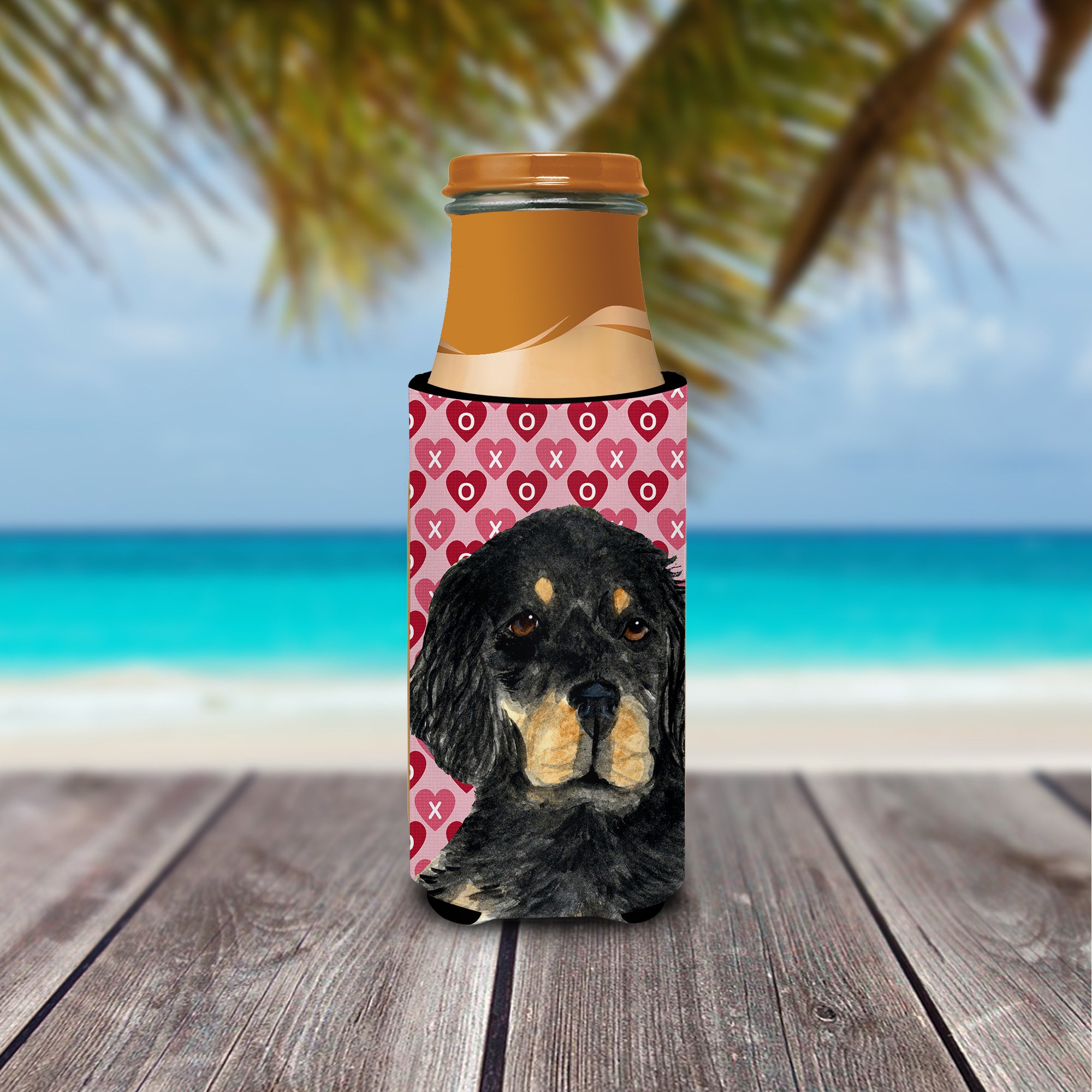 Gordon Setter Hearts Love and Valentine's Day Portrait Ultra Beverage Insulators for slim cans SS4515MUK.