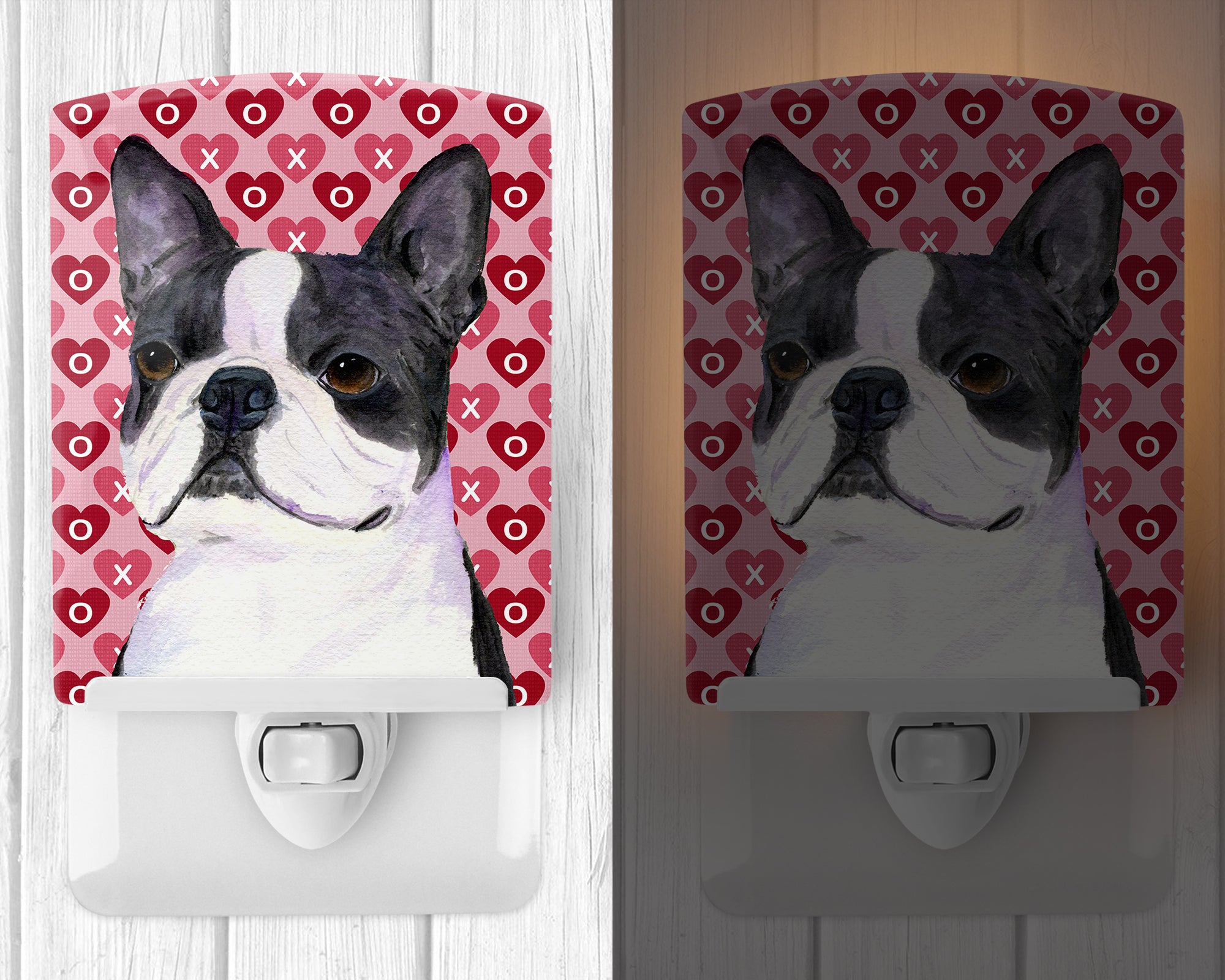 Boston Terrier Hearts Love Valentine's Day Ceramic Night Light SS4516CNL - the-store.com