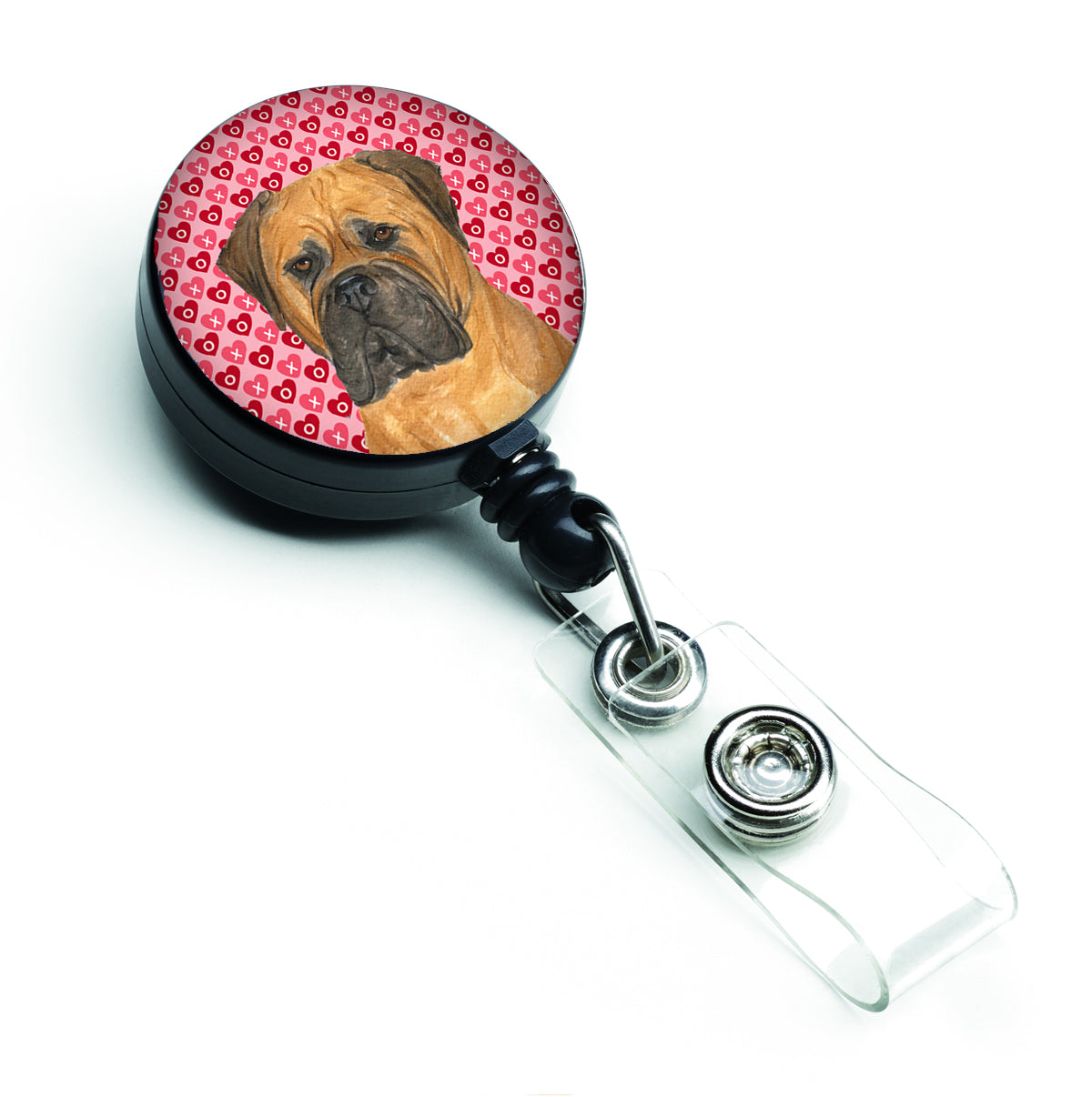 Bullmastiff Love Retractable Badge Reel or ID Holder with Clip.