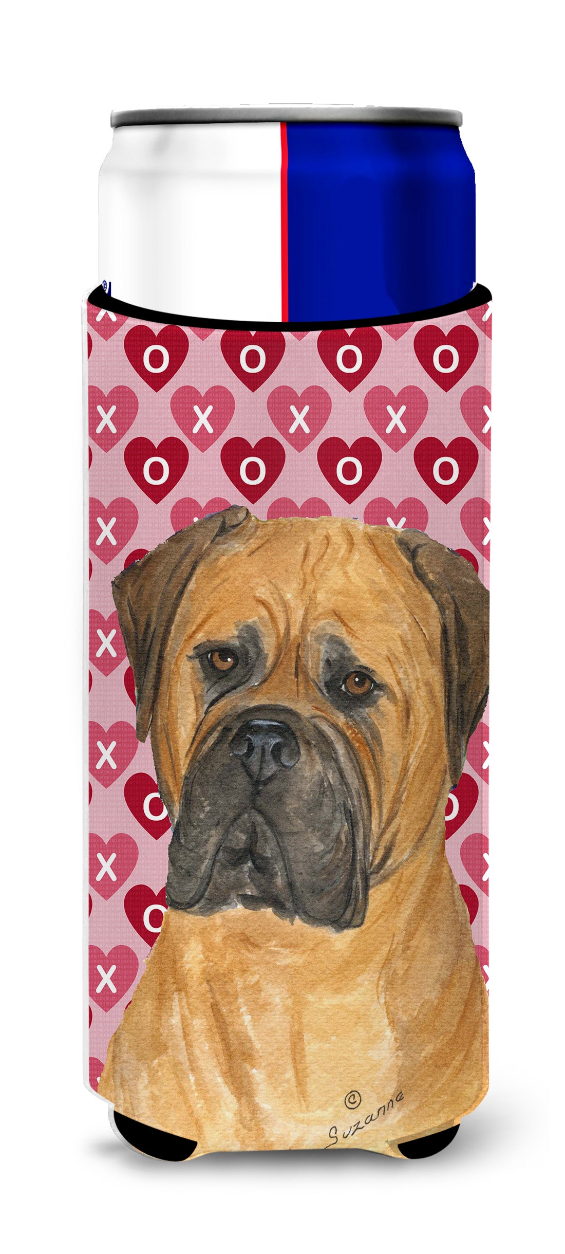 Bullmastiff Hearts Love and Valentine's Day Portrait Ultra Beverage Insulators for slim cans SS4517MUK.