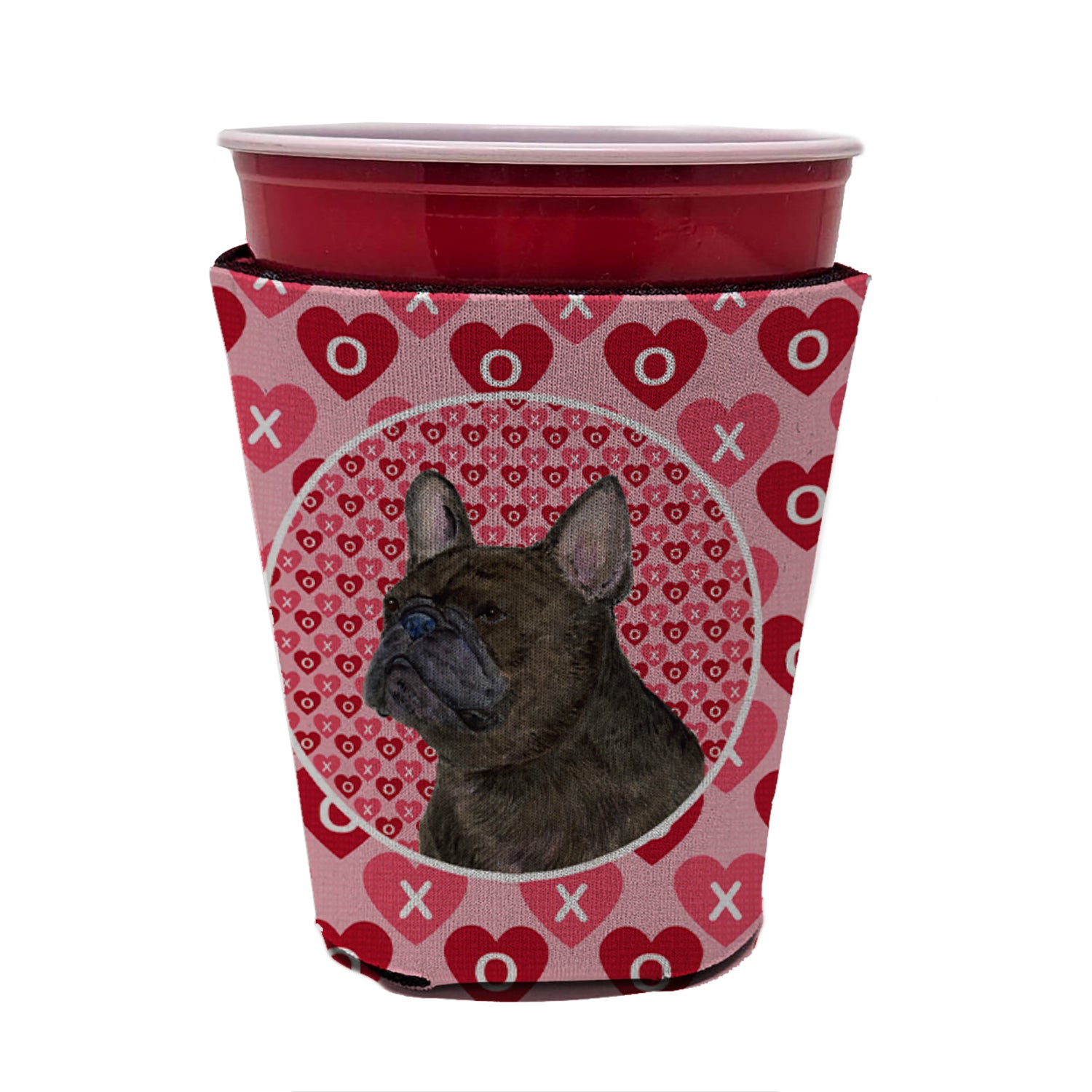 French Bulldog  Red Cup Beverage Insulator Hugger  the-store.com.