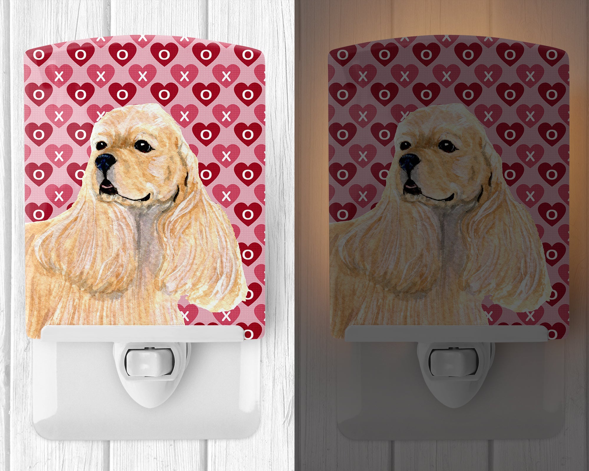 Buff Cocker Spaniel Hearts Love Valentine's Day Ceramic Night Light SS4522CNL - the-store.com