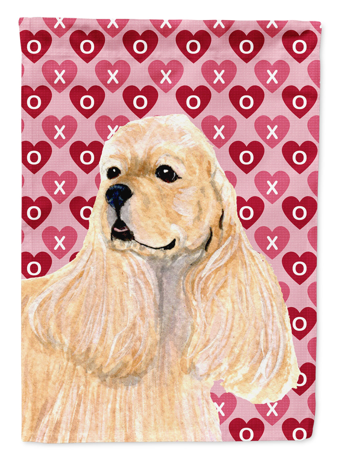 Buff Cocker Spaniel Hearts Love Valentine's Day Flag Garden Size.