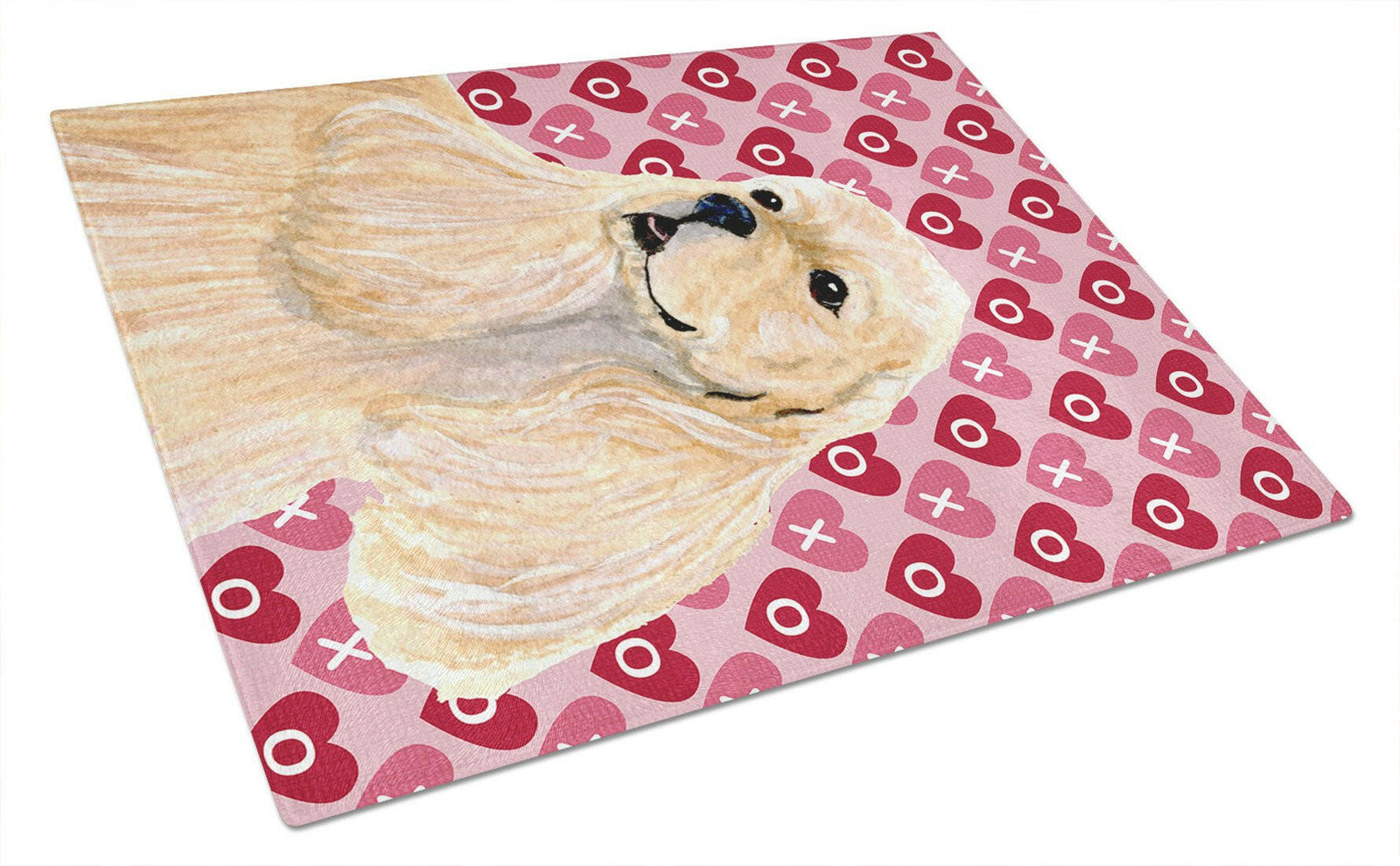 Cocker Spaniel Hearts Love and Valentine's Day Glass Cutting Board Large by Caroline's Treasures