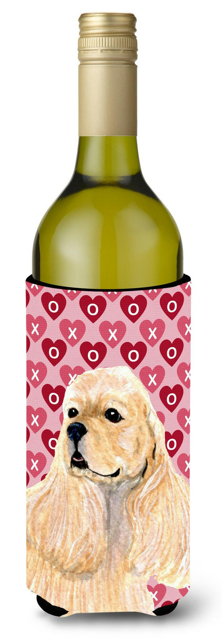 Buff Cocker Spaniel Hearts Love Valentine's Day Wine Bottle Beverage Insulator Beverage Insulator Hugger by Caroline's Treasures