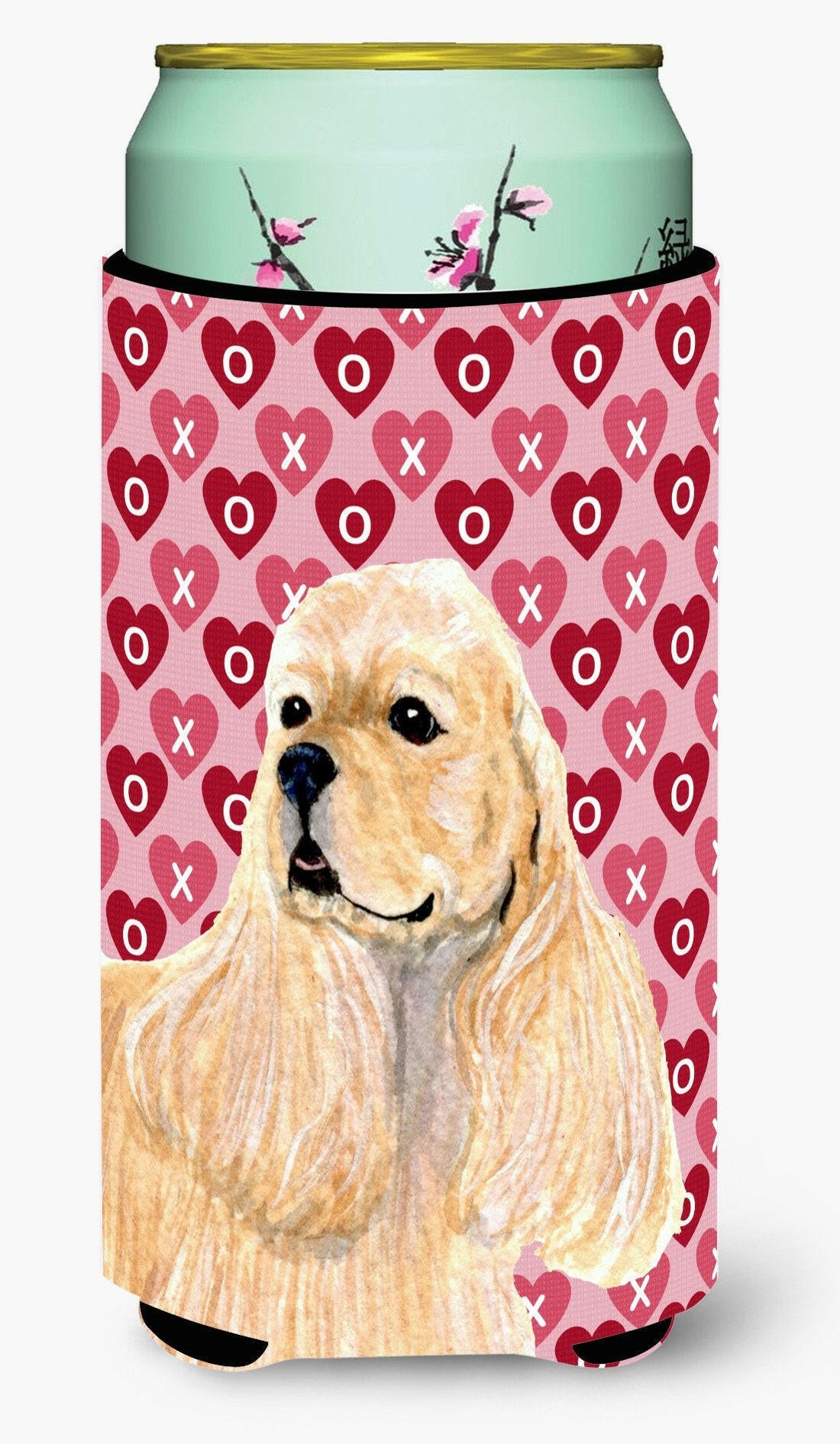 Buff Cocker Spaniel Hearts Love Valentine's Day  Tall Boy Beverage Insulator Beverage Insulator Hugger by Caroline's Treasures