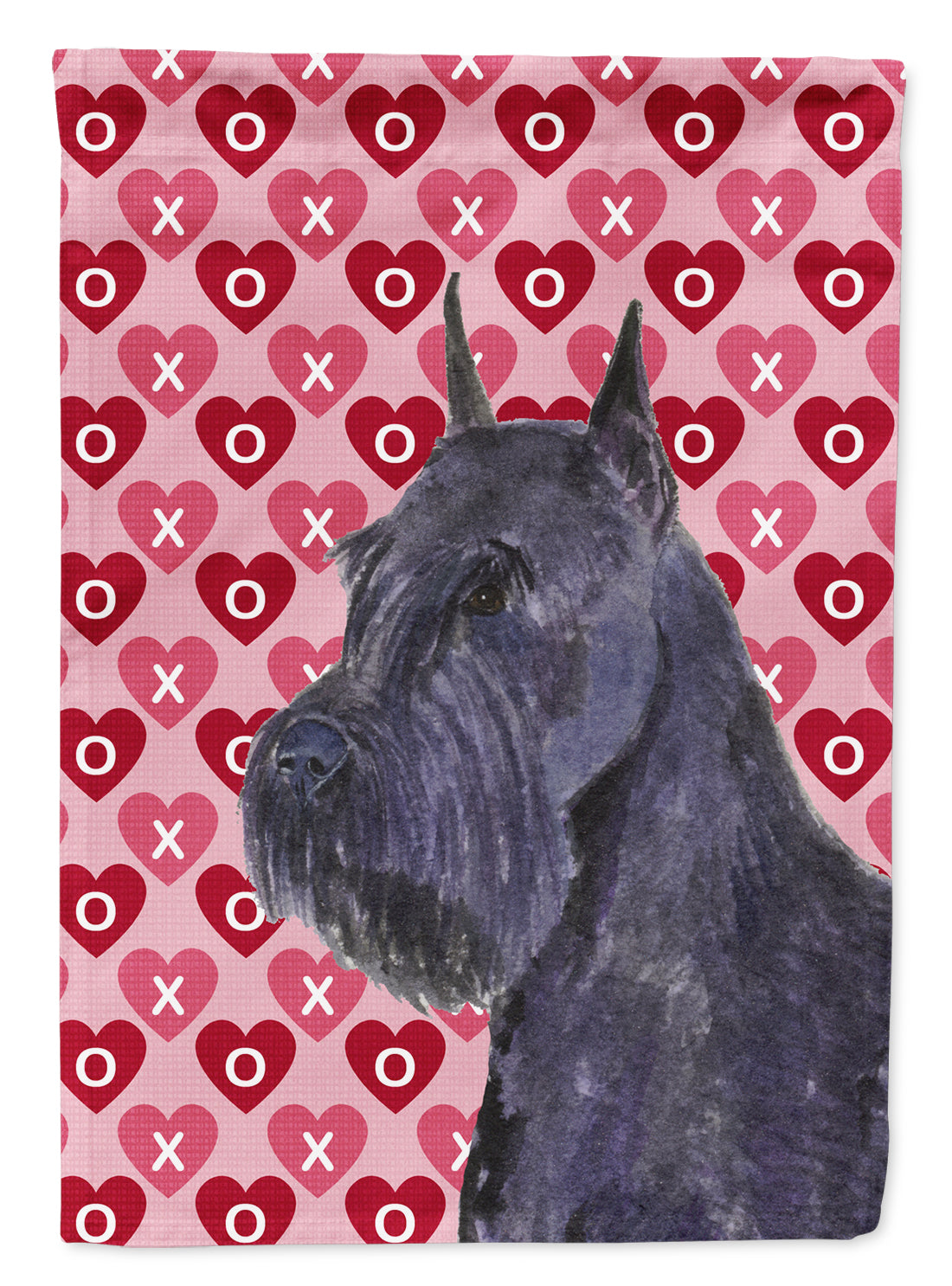 Schnauzer Hearts Love and Valentine's Day Portrait Flag Garden Size.