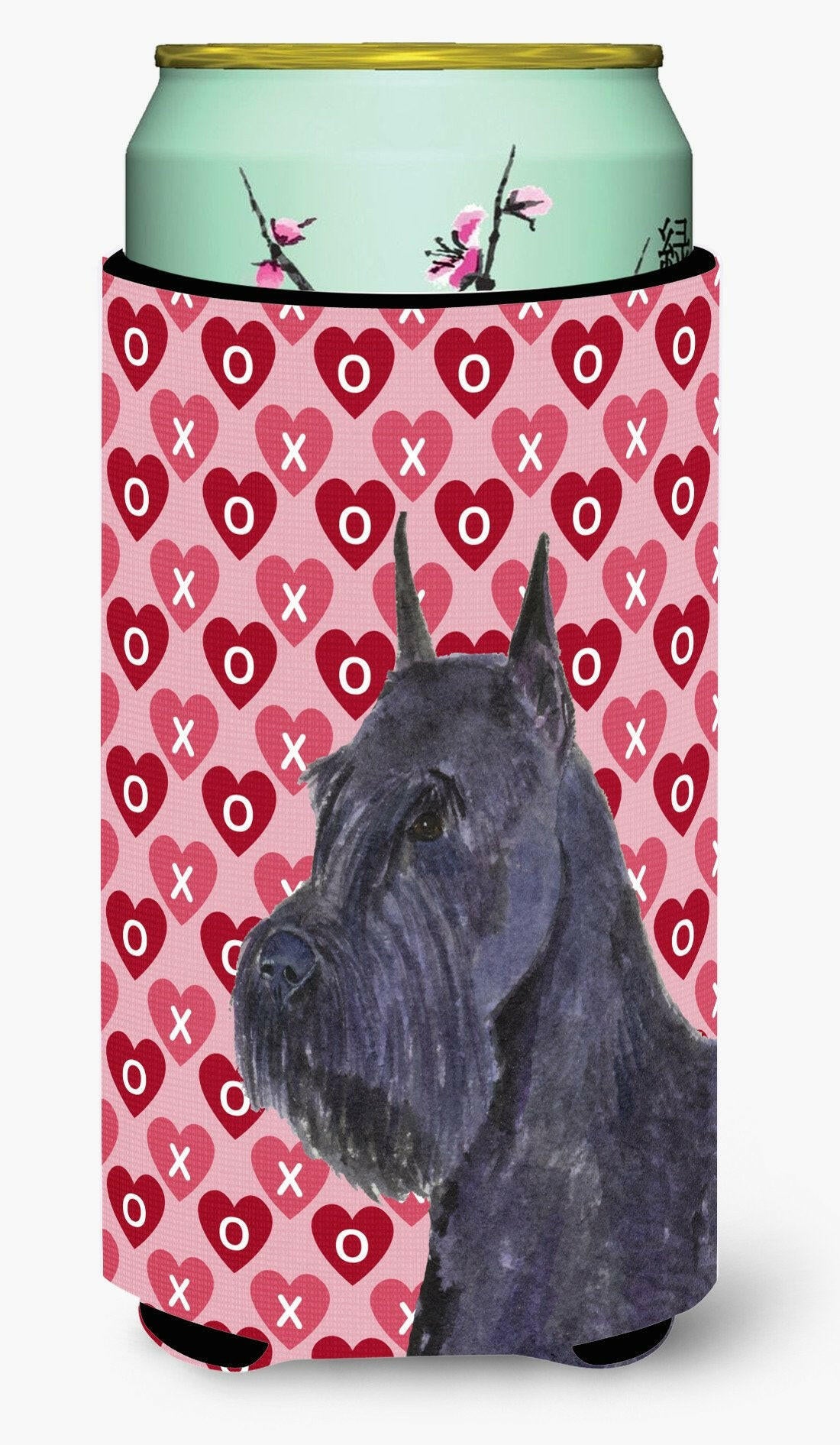 Schnauzer Hearts Love and Valentine's Day Portrait  Tall Boy Beverage Insulator Beverage Insulator Hugger by Caroline's Treasures