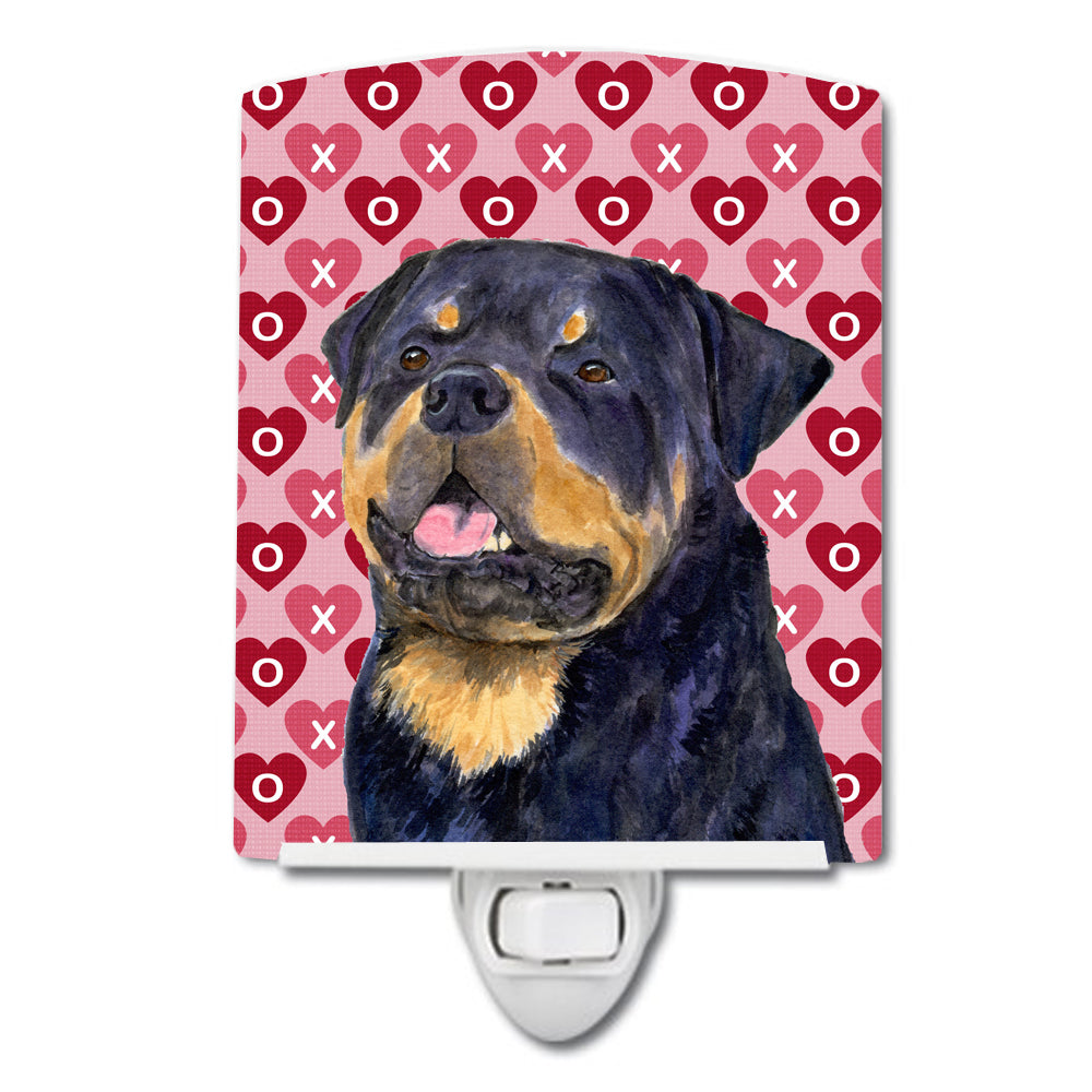 Rottweiler Hearts Love and Valentine's Day Portrait Ceramic Night Light SS4524CNL - the-store.com