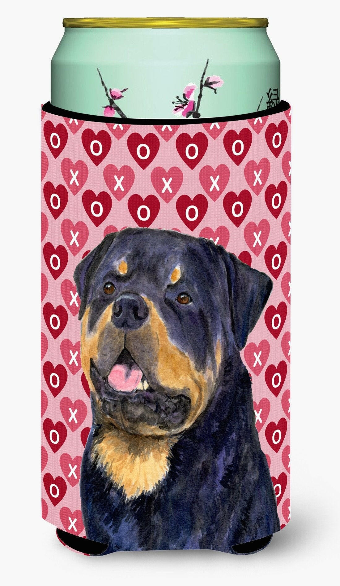 Rottweiler Hearts Love and Valentine's Day Portrait  Tall Boy Beverage Insulator Beverage Insulator Hugger by Caroline's Treasures