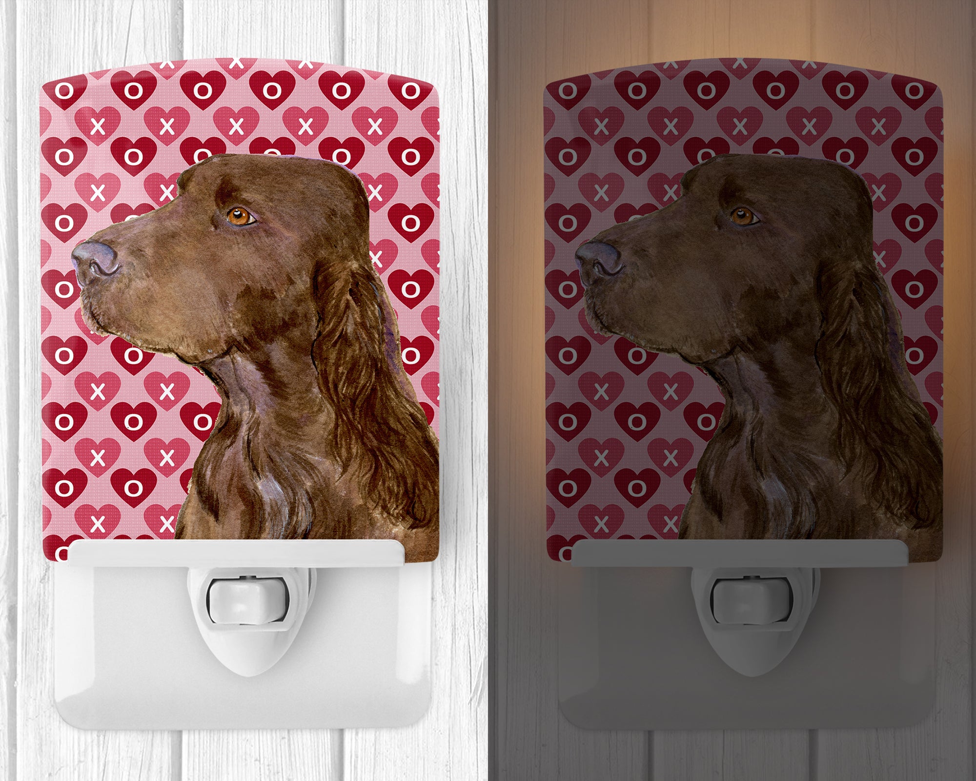 Field Spaniel Hearts Love and Valentine's Day Portrait Ceramic Night Light SS4525CNL - the-store.com