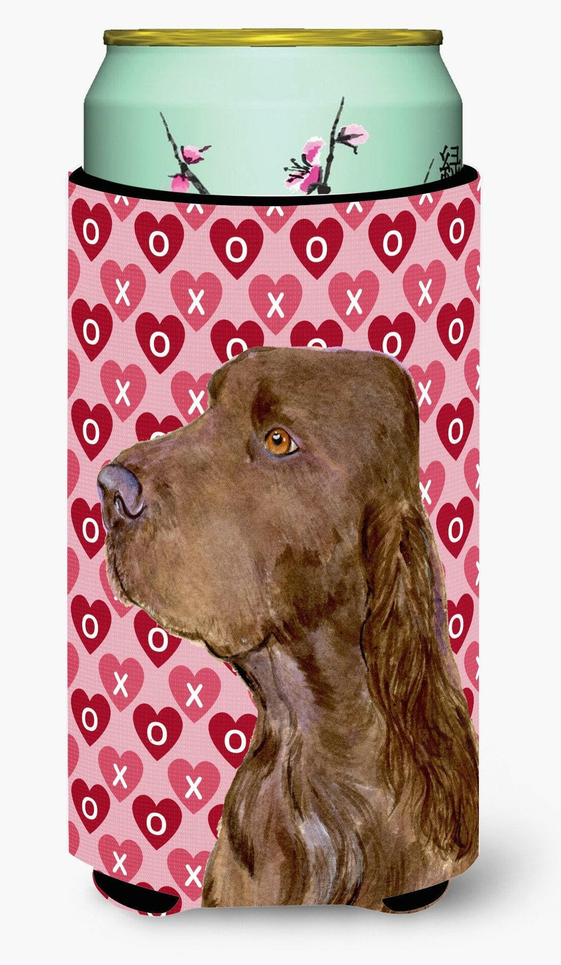 Field Spaniel Hearts Love and Valentine&#39;s Day Portrait  Tall Boy Beverage Insulator Beverage Insulator Hugger by Caroline&#39;s Treasures